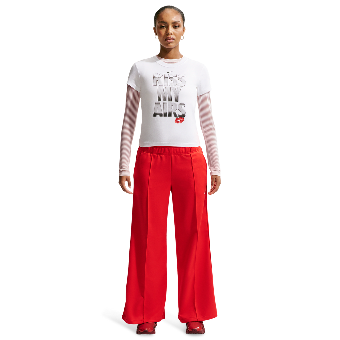 Nike NSW Wide Leg Track Pant - Women's - Lt Crimson/Sail