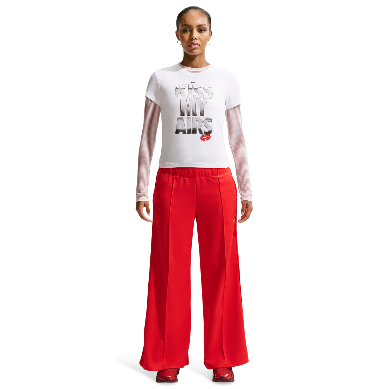 Nike NSW Wide Leg Track Pant - Women's - Lt Crimson/Sail