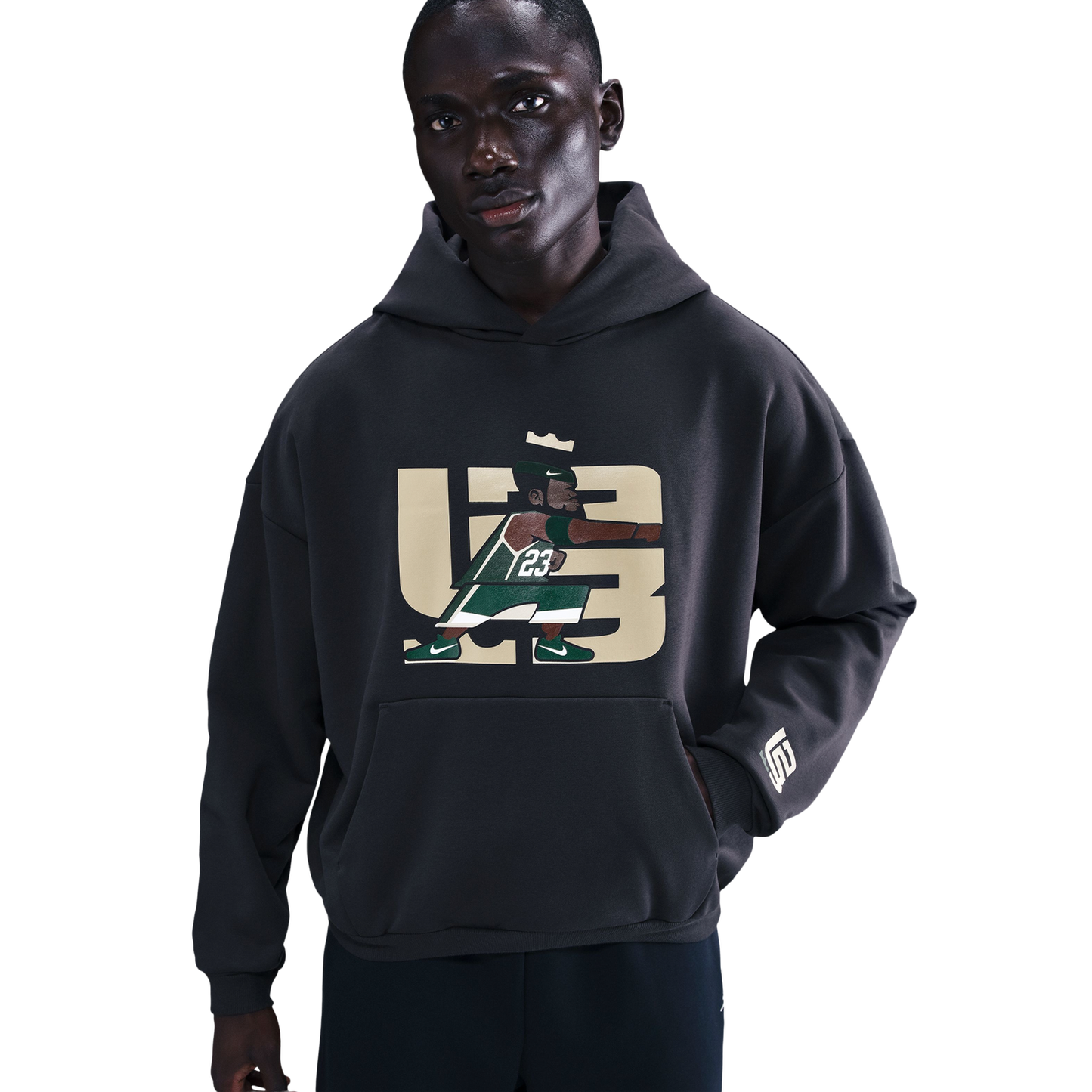 Nike Lebron TF SI Brushed Pullover Hoodie - Men's - Off Noir/White