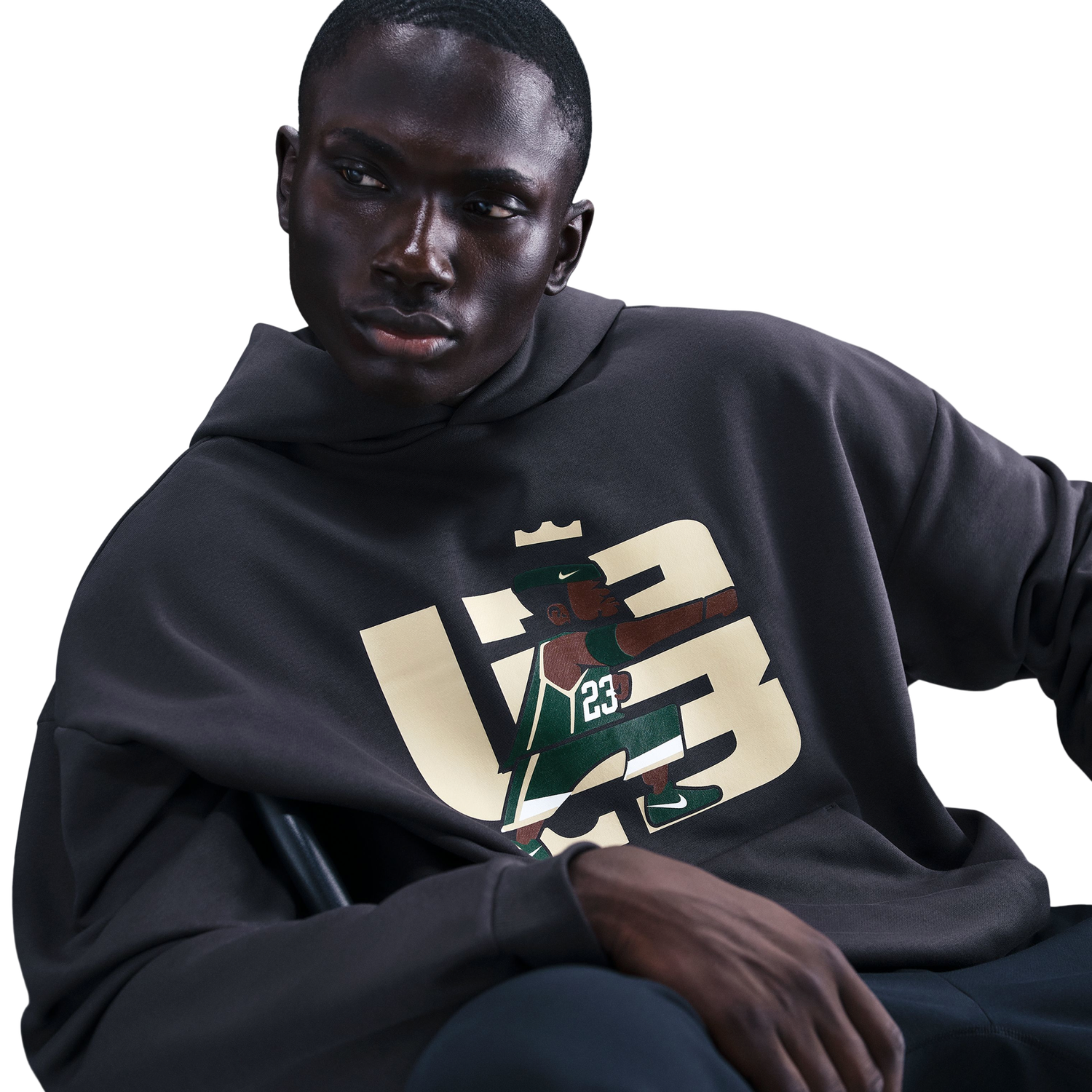 Nike Lebron TF SI Brushed Pullover Hoodie - Men's - Off Noir/White
