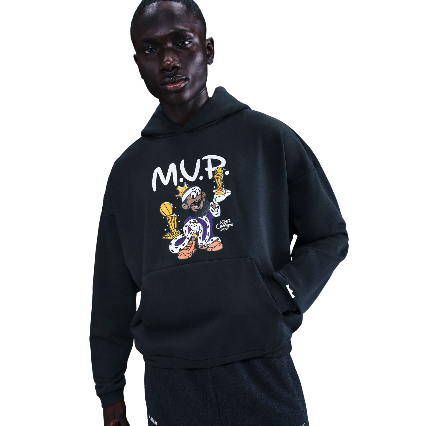 Nike Lebron TF SI Brushed Pullover Hoodie - Men's - Black/White