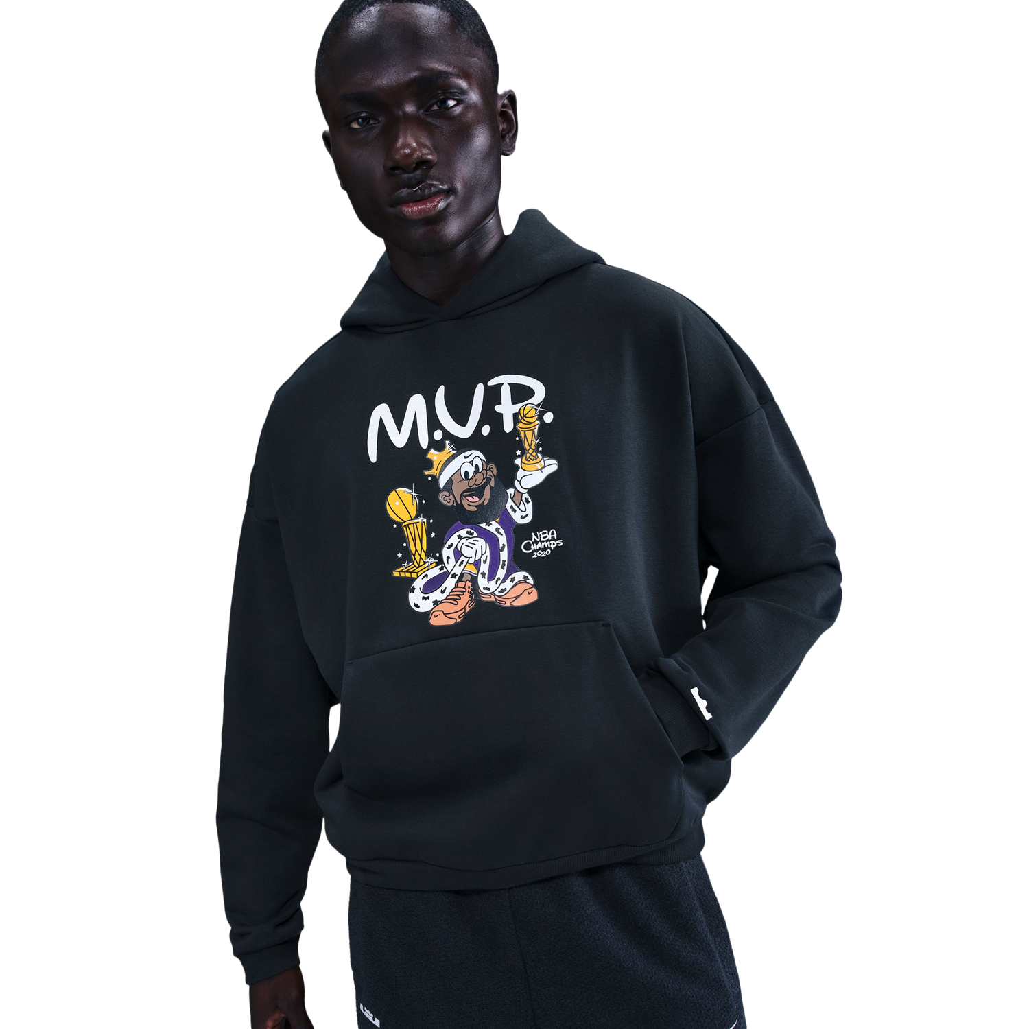 Nike Lebron TF SI Brushed Pullover Hoodie - Men's - Black/White