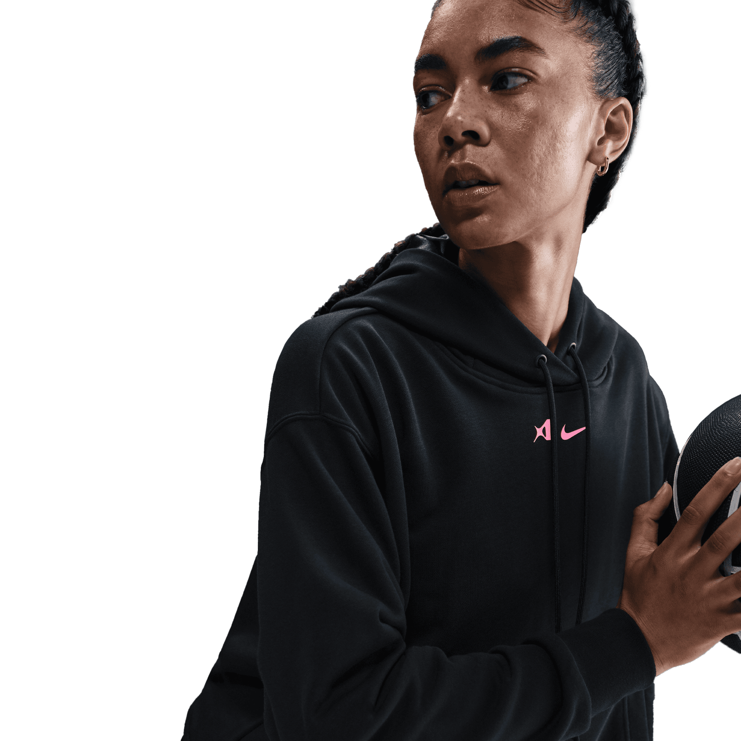 Nike Aja Dri-FIT Signature Hoodie - Women's - Black/Laser Pink