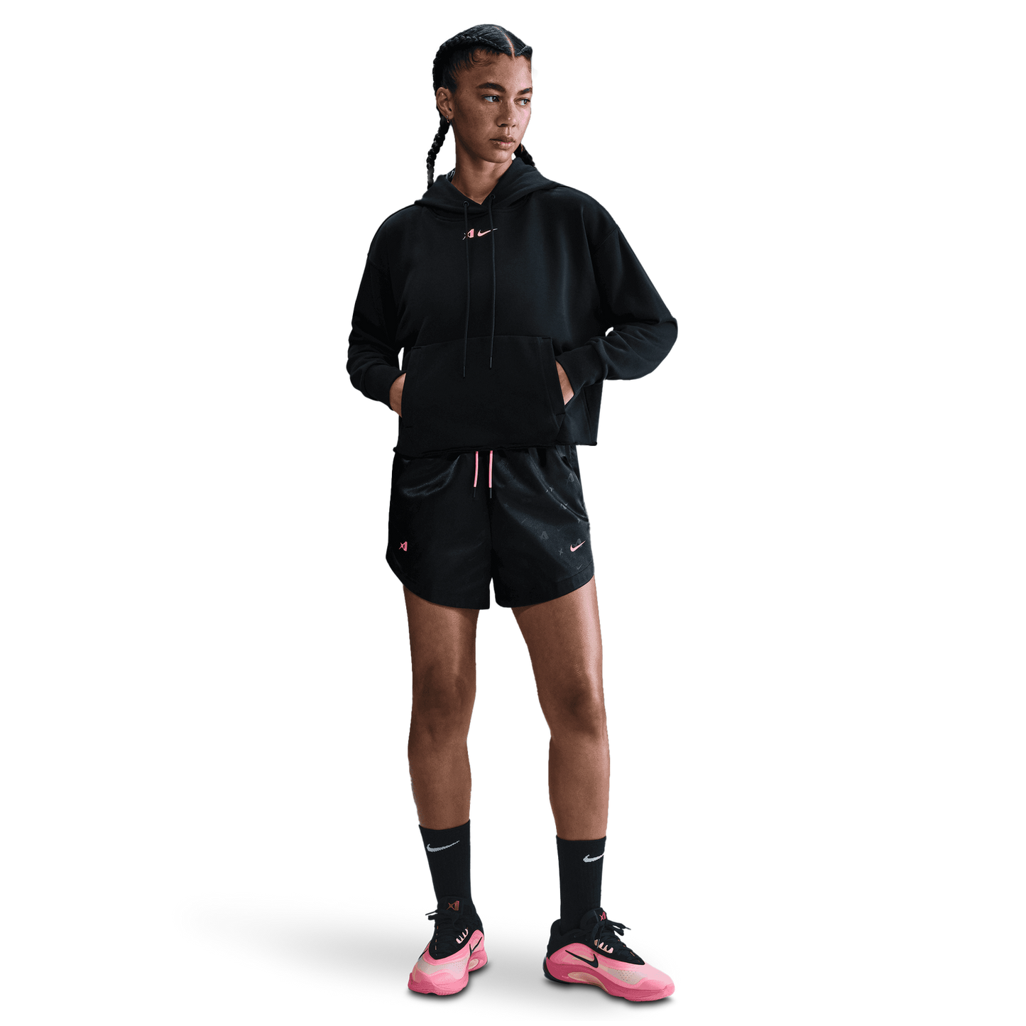 Nike Aja Dri-FIT Signature Hoodie - Women's - Black/Laser Pink