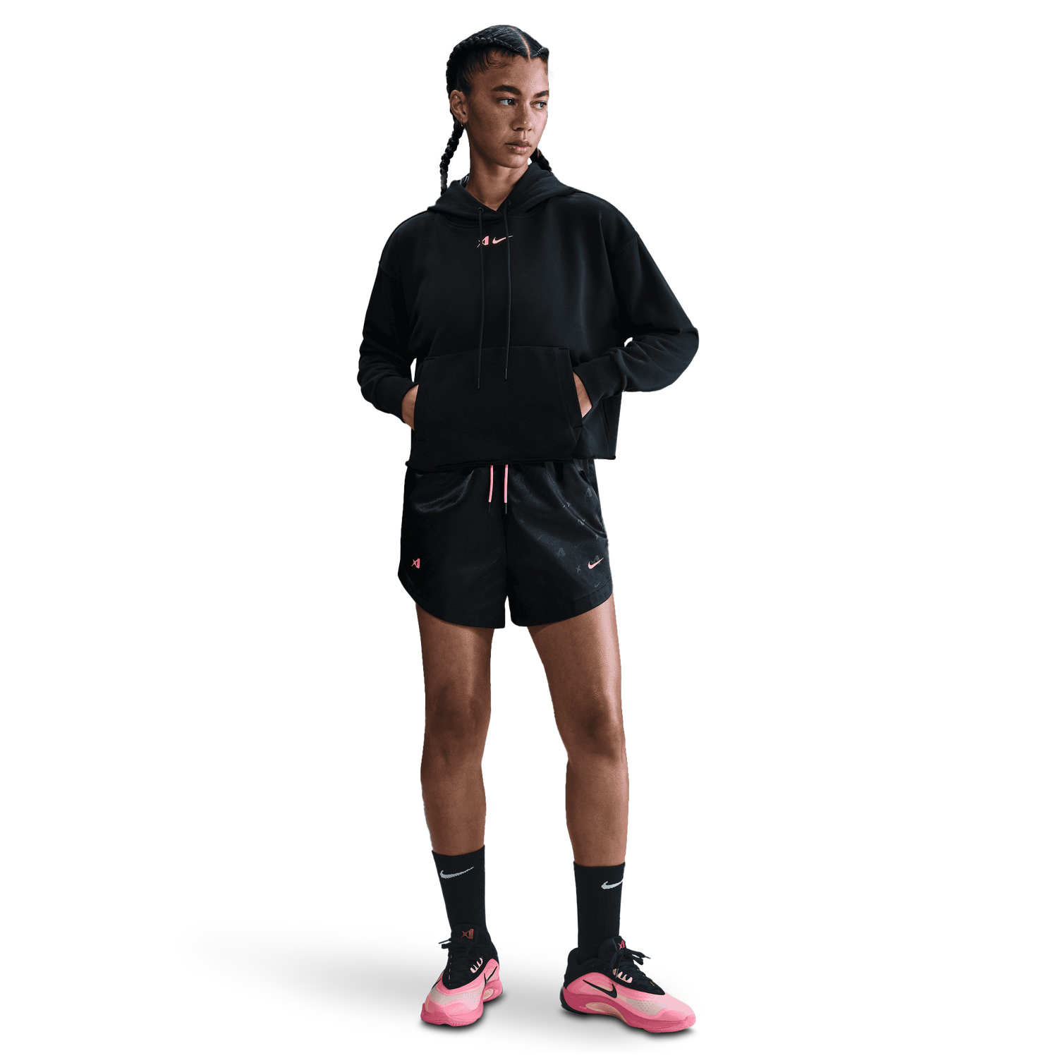 Nike Aja Dri-FIT Signature Hoodie - Women's - Black/Laser Pink