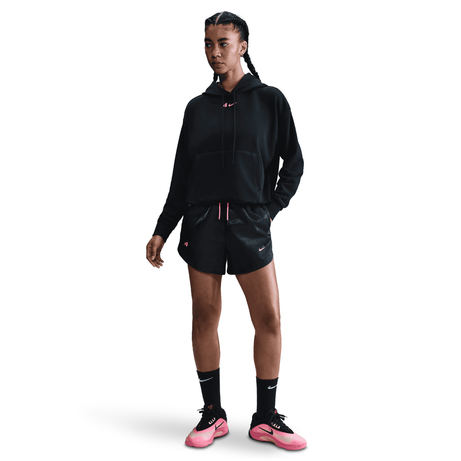 Nike Aja Dri-FIT Signature Shorts - Women's - Black/Laser Pink