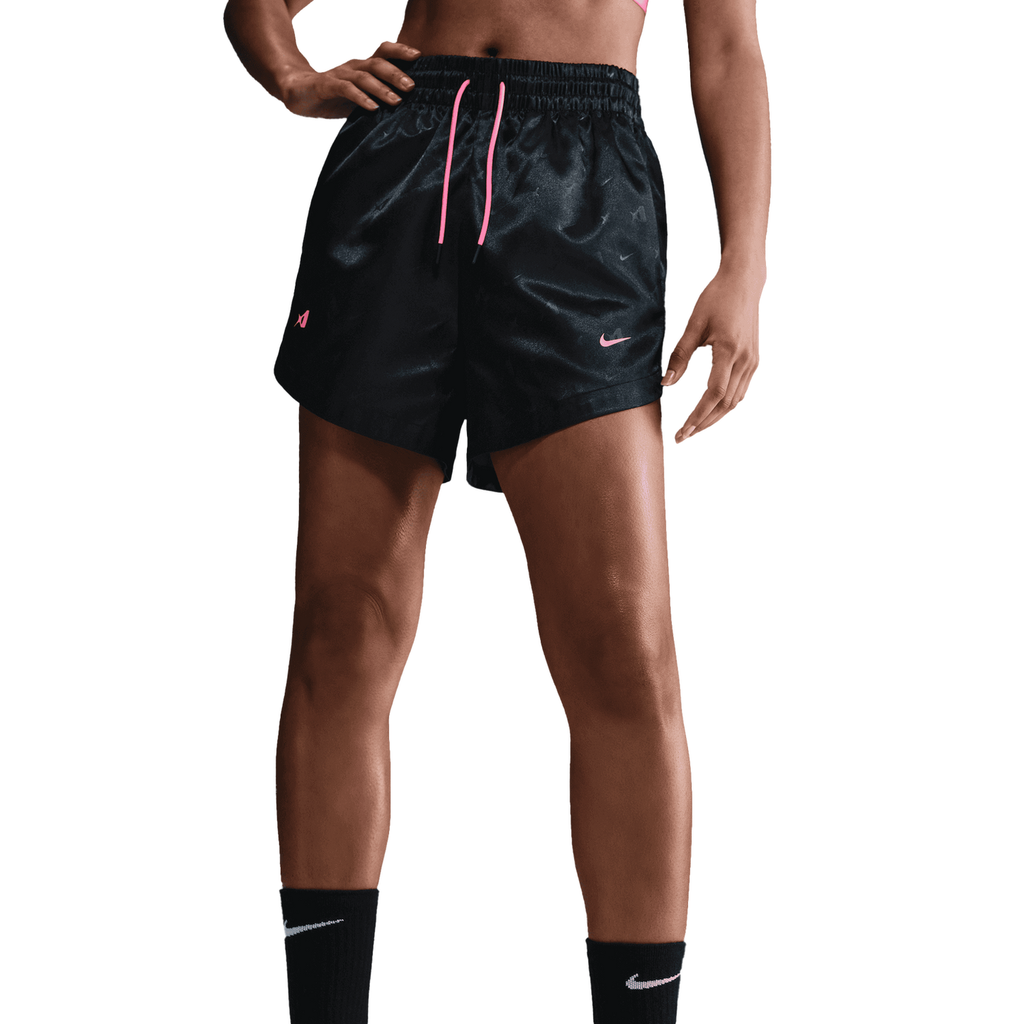 Nike Aja Dri-FIT Signature Shorts - Women's - Black/Laser Pink