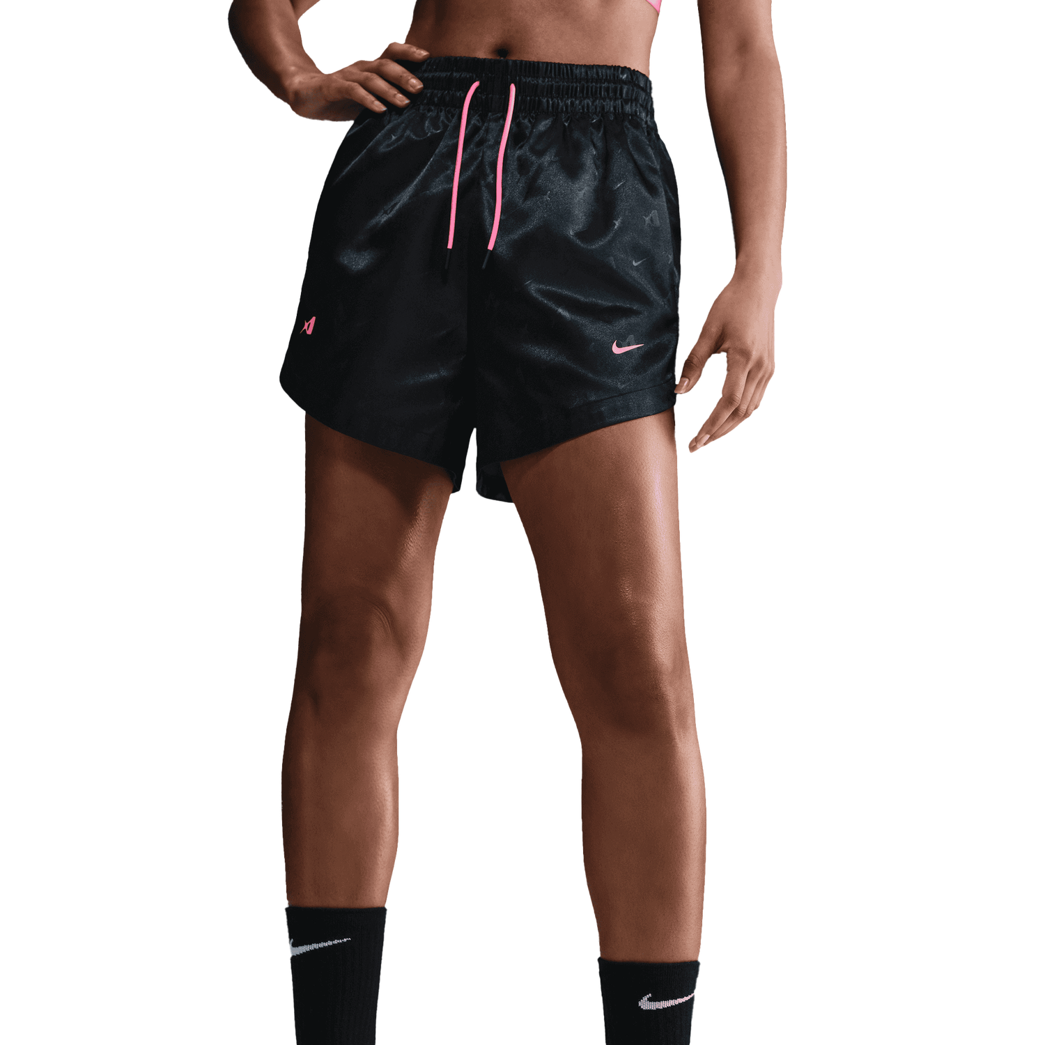 Nike Aja Dri-FIT Signature Shorts - Women's - Black/Laser Pink