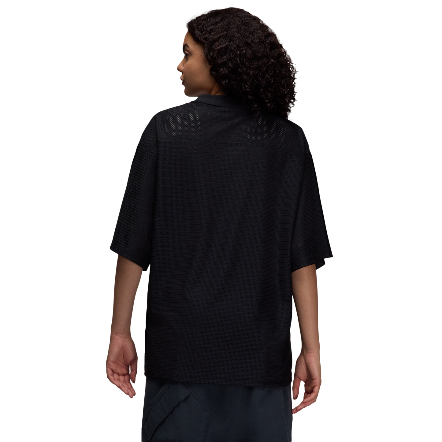 Jordan Brooklyn SS Mesh Jersey Top - Women's - Black/Gym Red