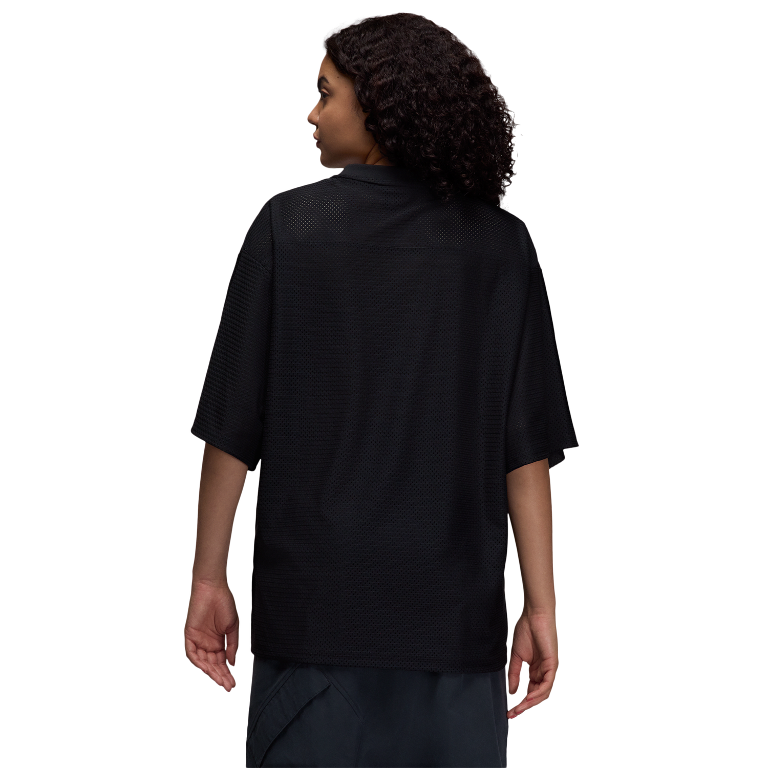 Jordan Brooklyn SS Mesh Jersey Top - Women's - Black/Gym Red