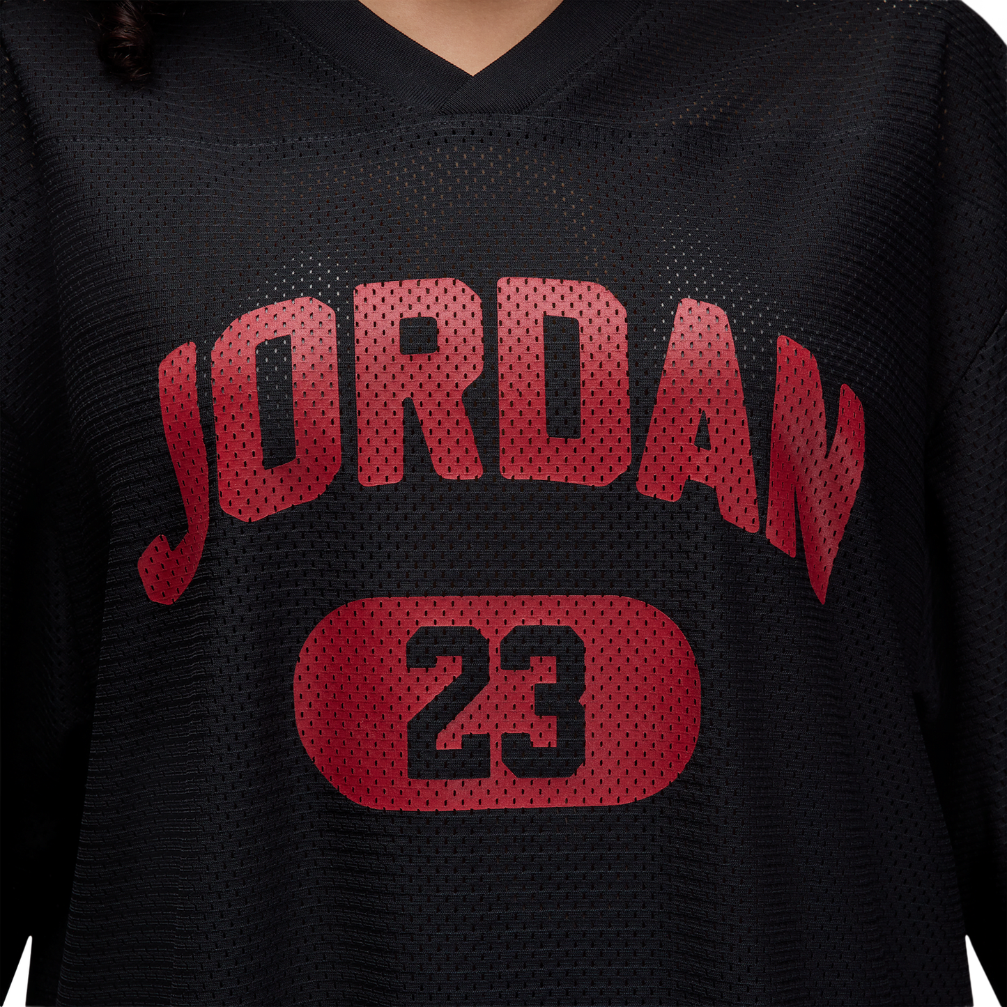 Jordan Brooklyn SS Mesh Jersey Top - Women's - Black/Gym Red