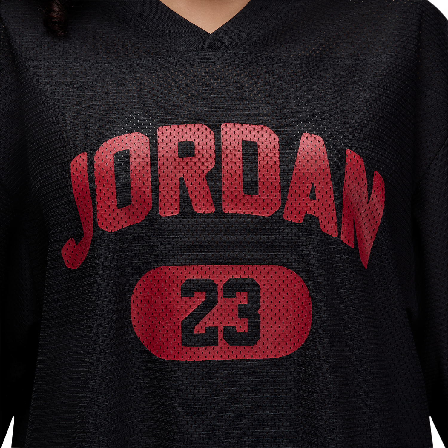 Jordan Brooklyn SS Mesh Jersey Top - Women's - Black/Gym Red