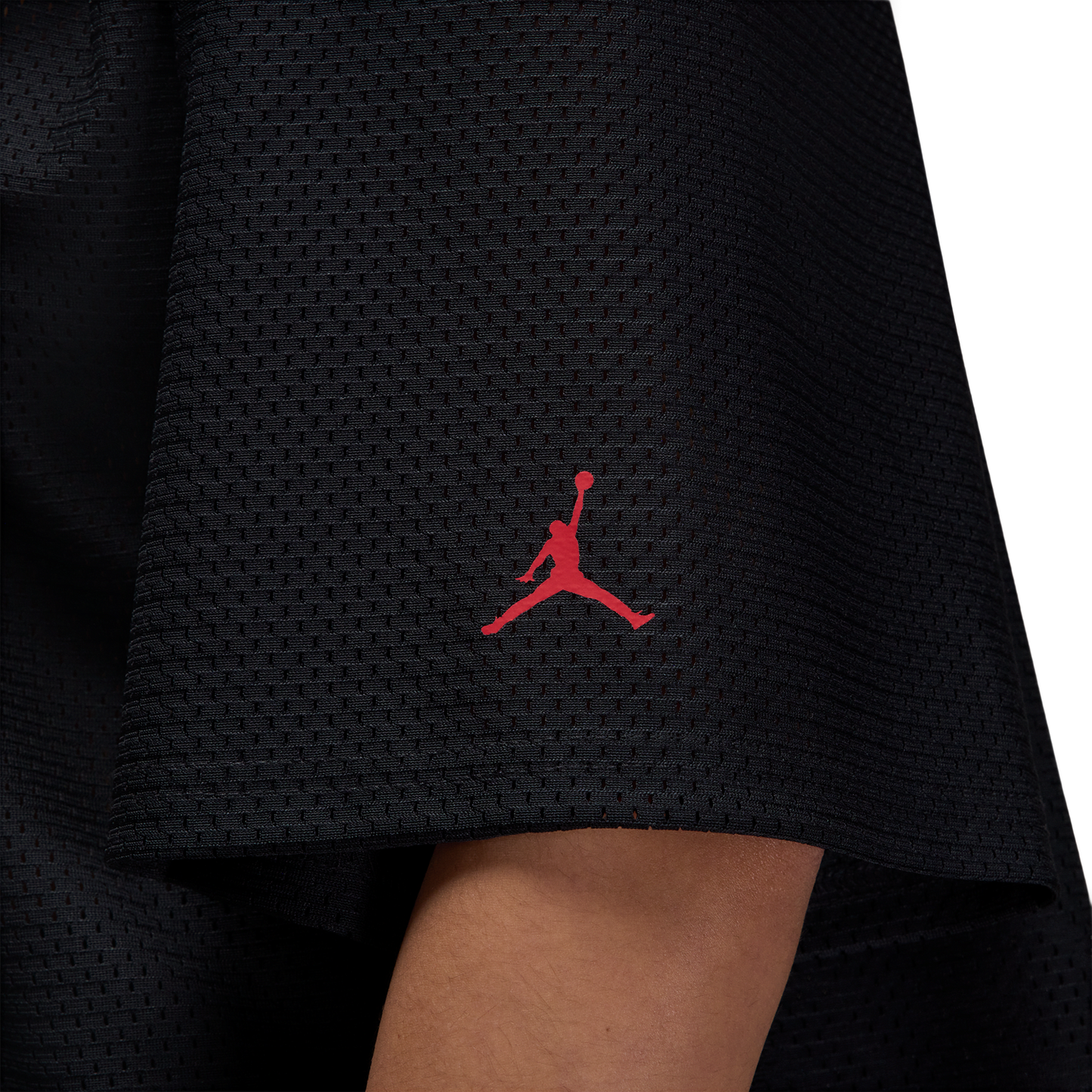 Jordan Brooklyn SS Mesh Jersey Top - Women's - Black/Gym Red