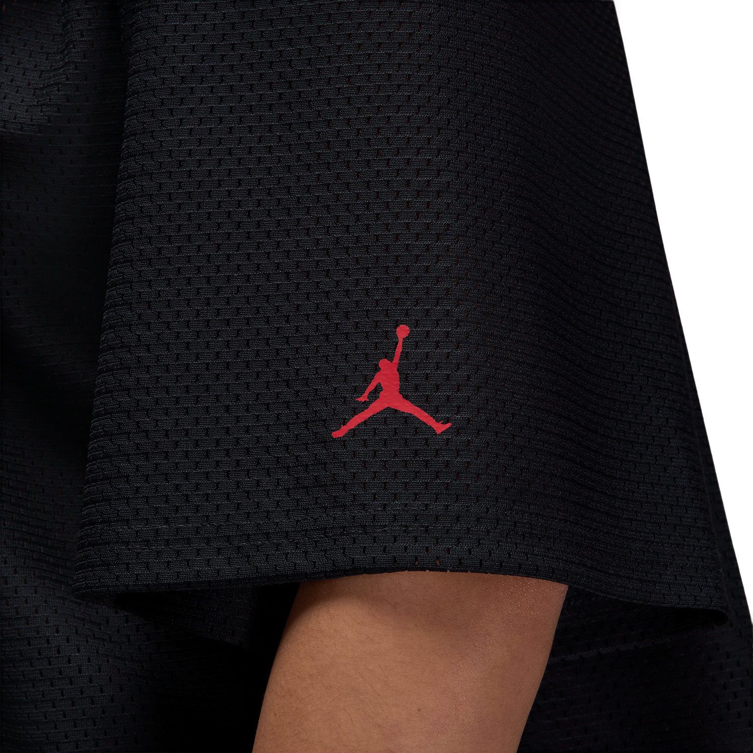 Jordan Brooklyn SS Mesh Jersey Top - Women's - Black/Gym Red