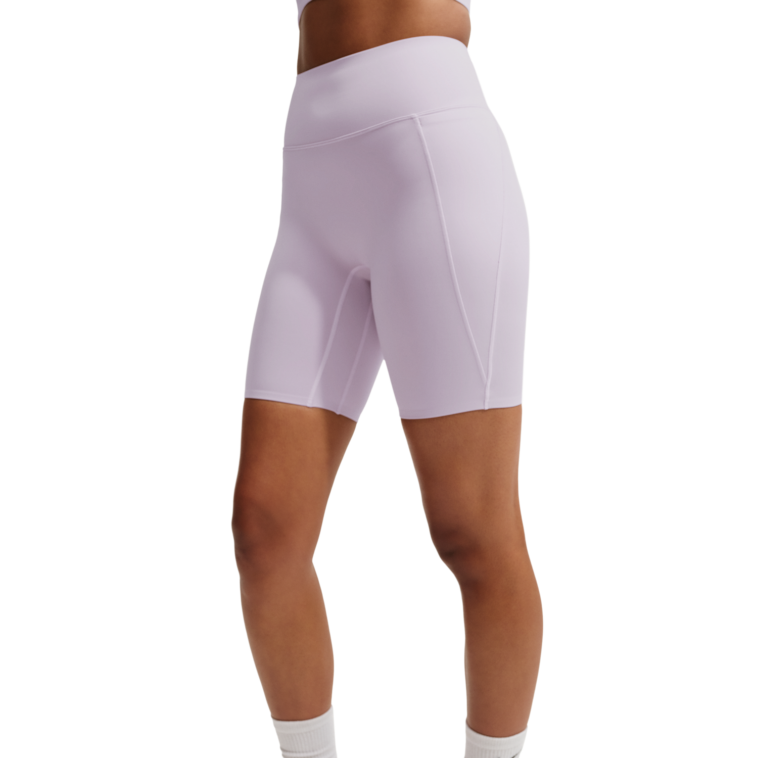 Nike Drifit Universal HR 8In Pocket Short - Women's - Bleached Lilac/Amethyst Wave/Pink Rise