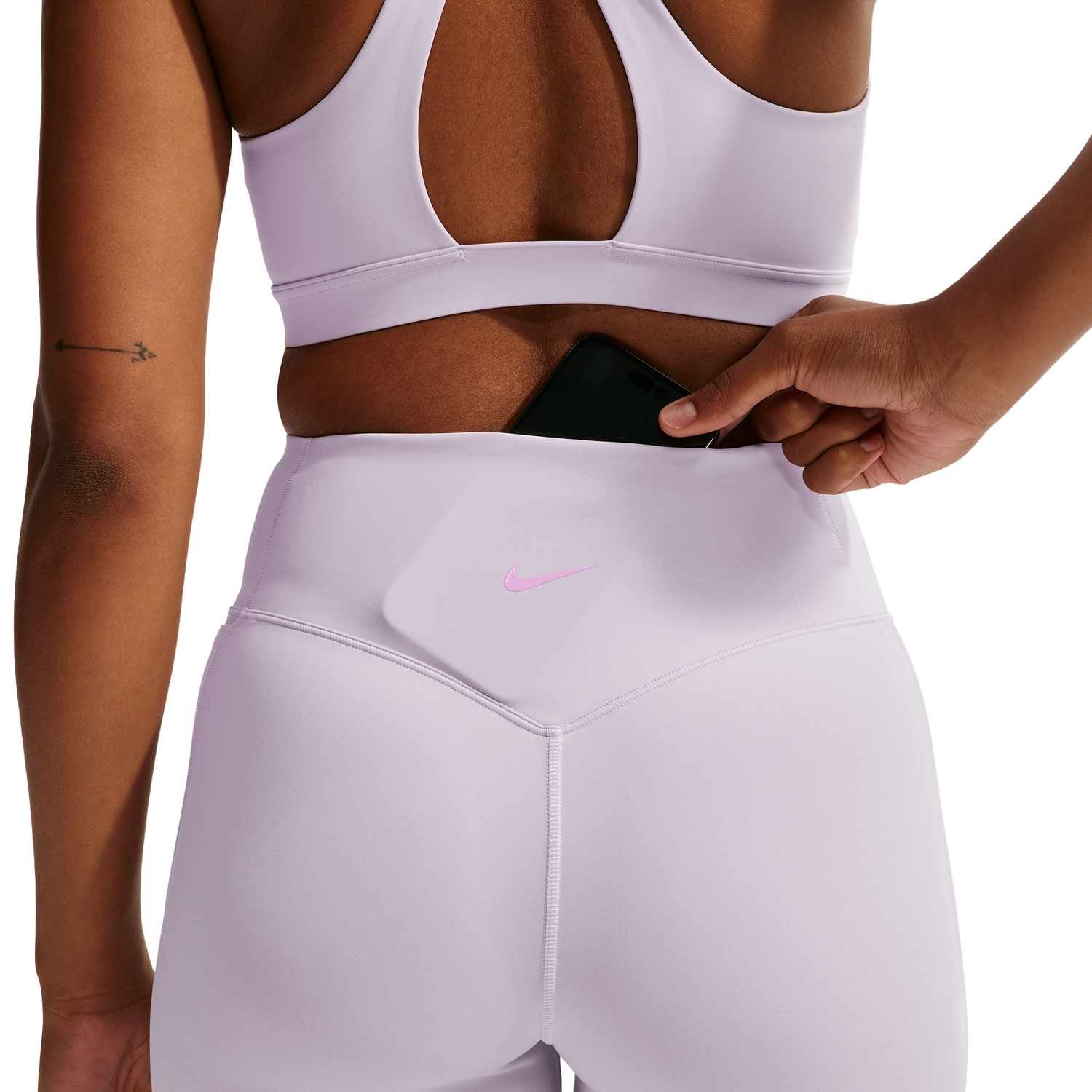 Nike Drifit Universal HR 8In Pocket Short - Women's - Bleached Lilac/Amethyst Wave/Pink Rise