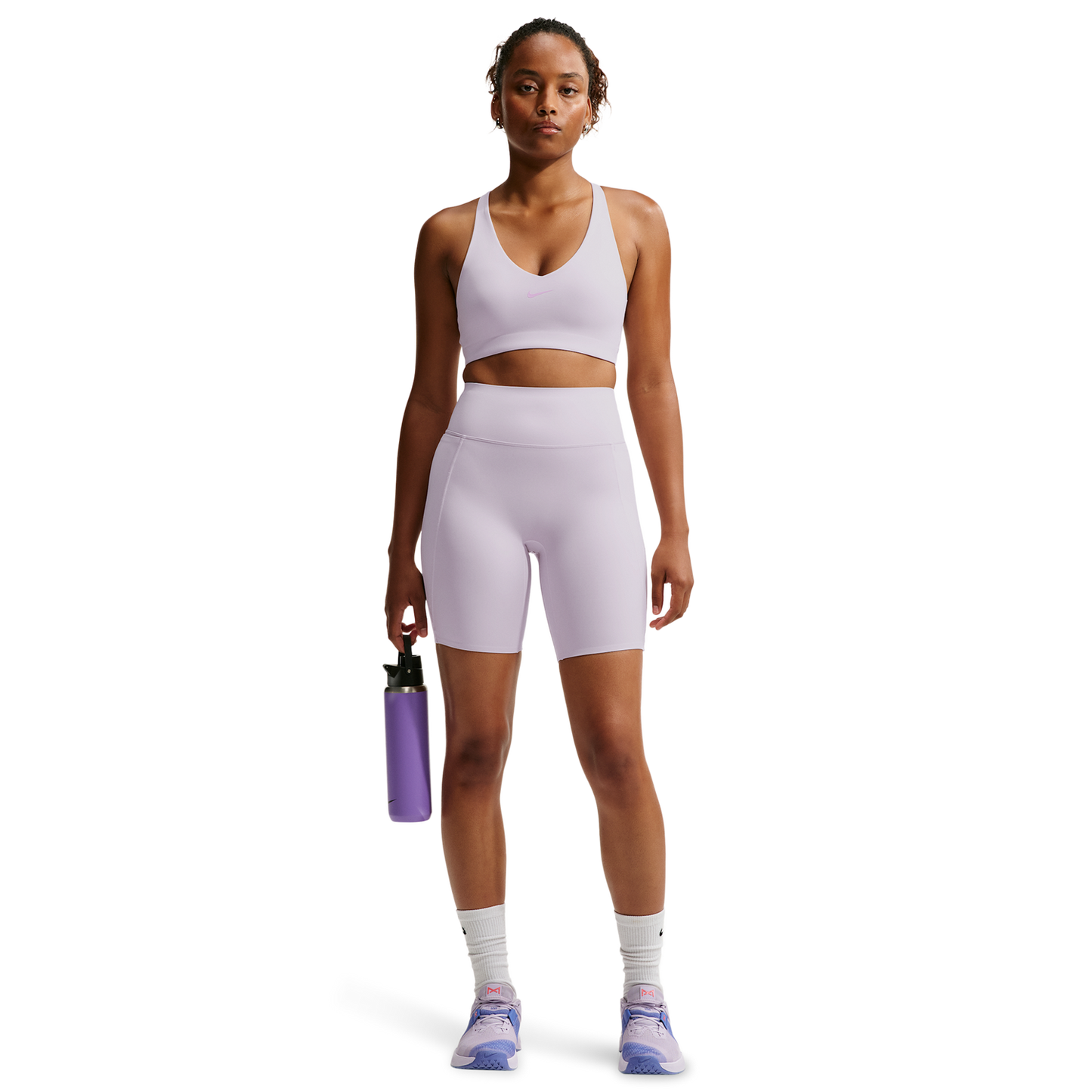 Nike Drifit Universal HR 8In Pocket Short - Women's - Bleached Lilac/Amethyst Wave/Pink Rise