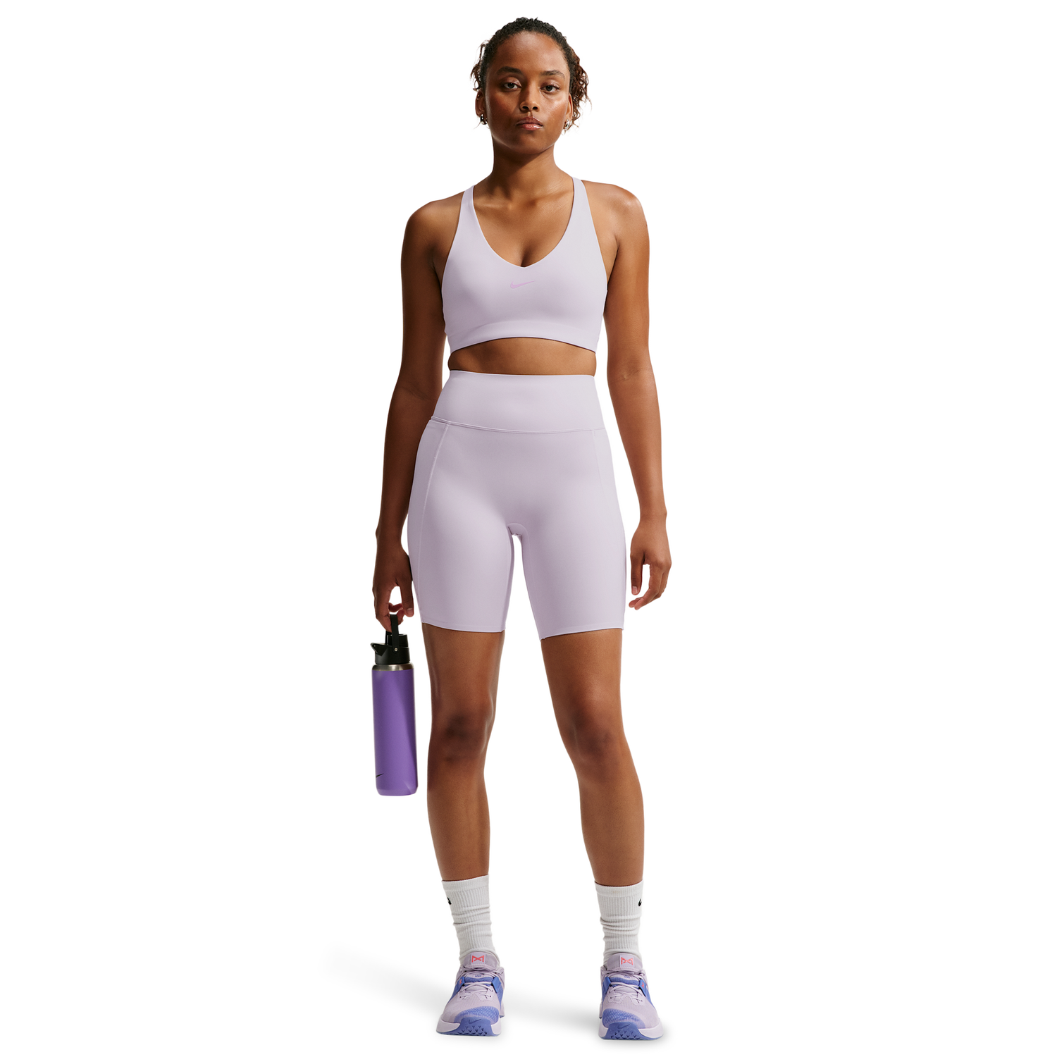 Nike Drifit Universal HR 8In Pocket Short - Women's - Bleached Lilac/Amethyst Wave/Pink Rise