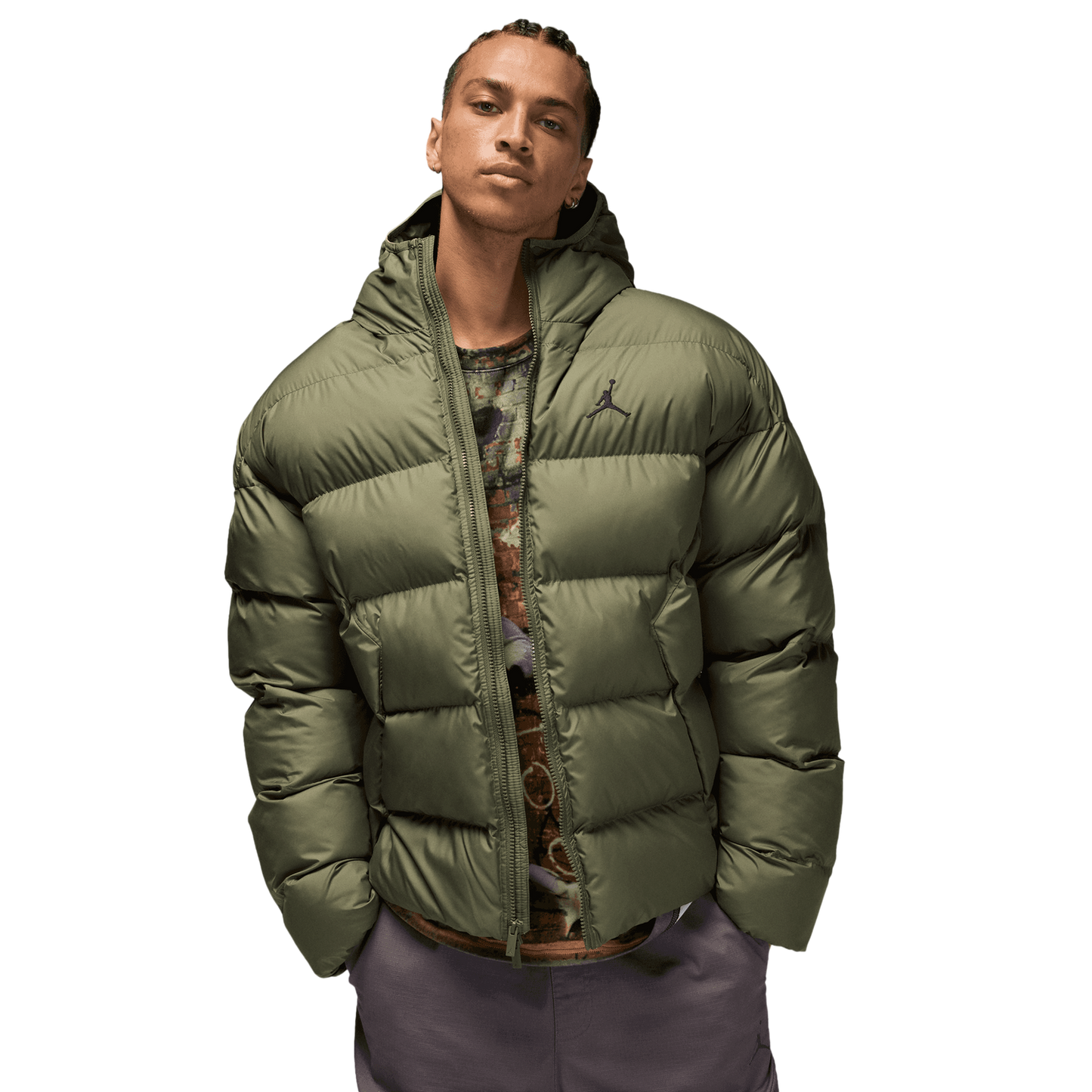 Jordan MJ BRK Puffer Jacket - Men's - Medium Olive/Black