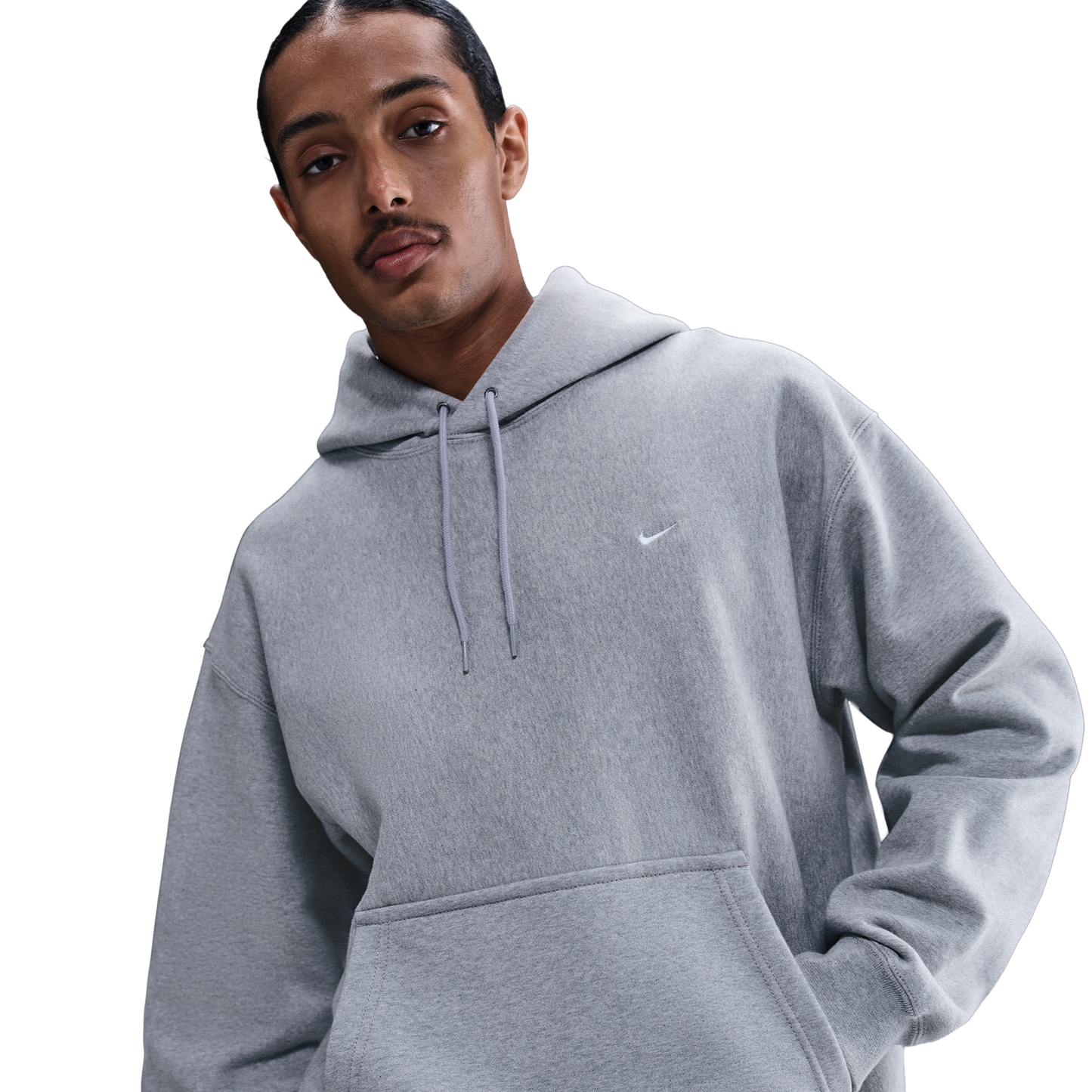 Nike Solo Swoosh BB PO Hoodie - Men's - Dark Grey Heather/White/Light Smoke Grey