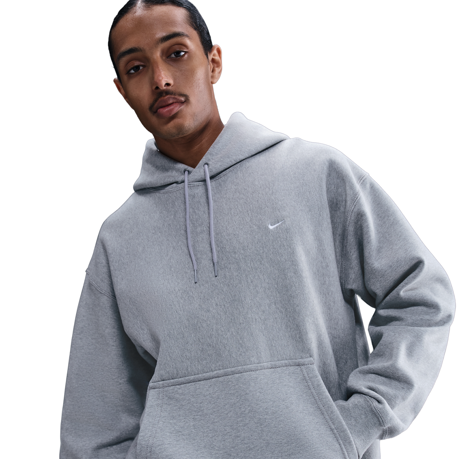 Nike Solo Swoosh BB PO Hoodie - Men's - Dark Grey Heather/White/Light Smoke Grey