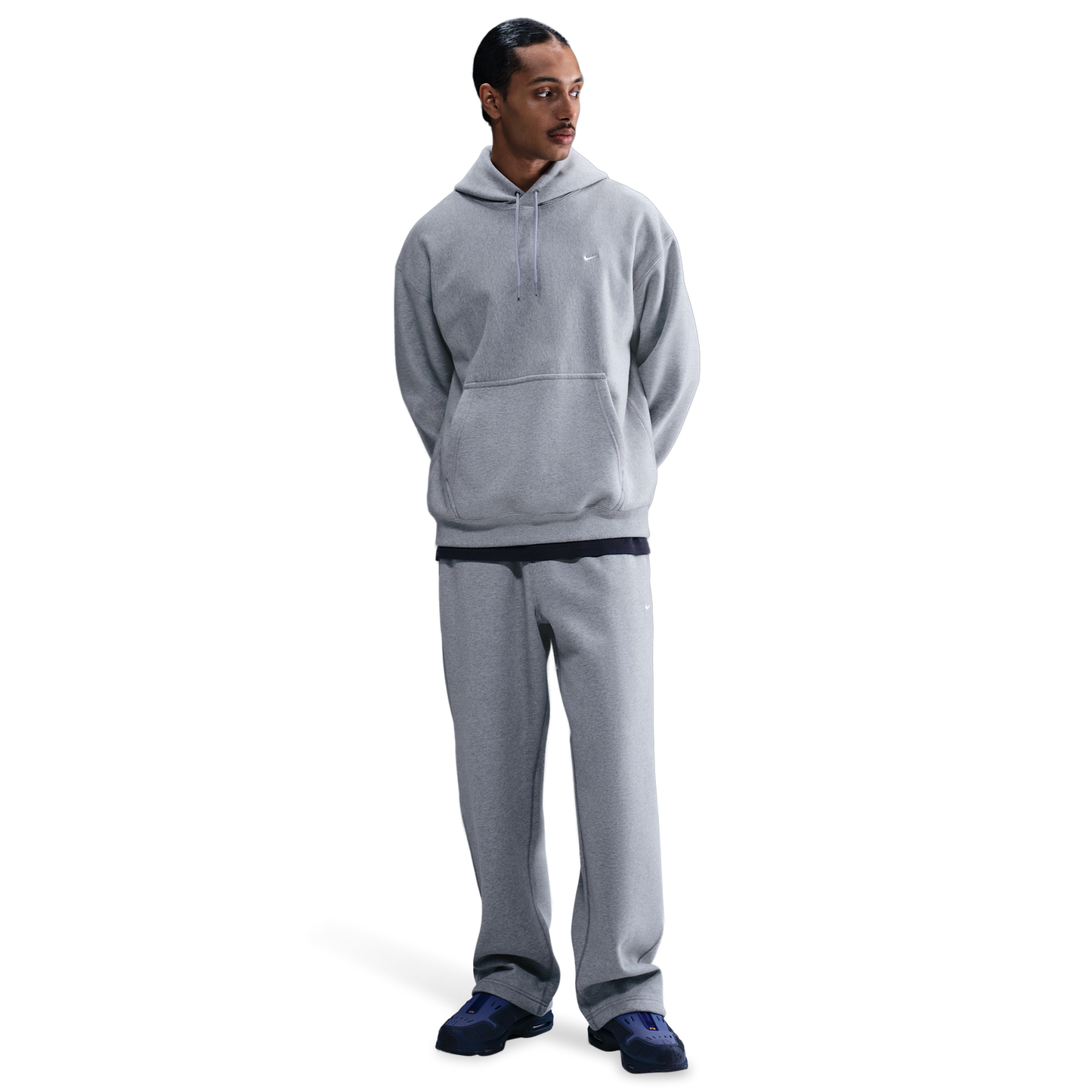 Nike Solo Swoosh BB PO Hoodie - Men's - Dark Grey Heather/White/Light Smoke Grey