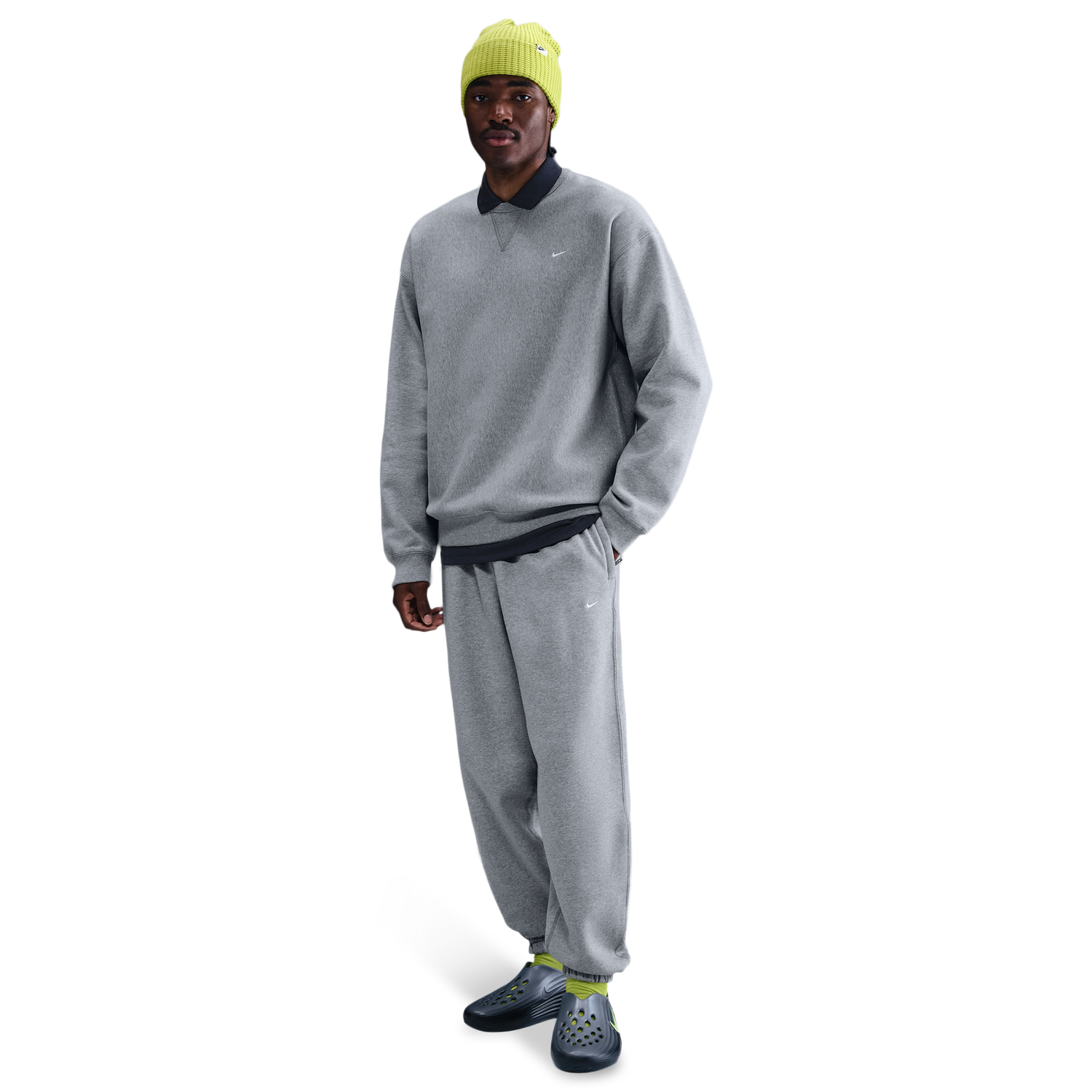Nike Solo Swoosh BB CF Pant - Men's - Light Smoke Grey/White/Dark Grey Heather