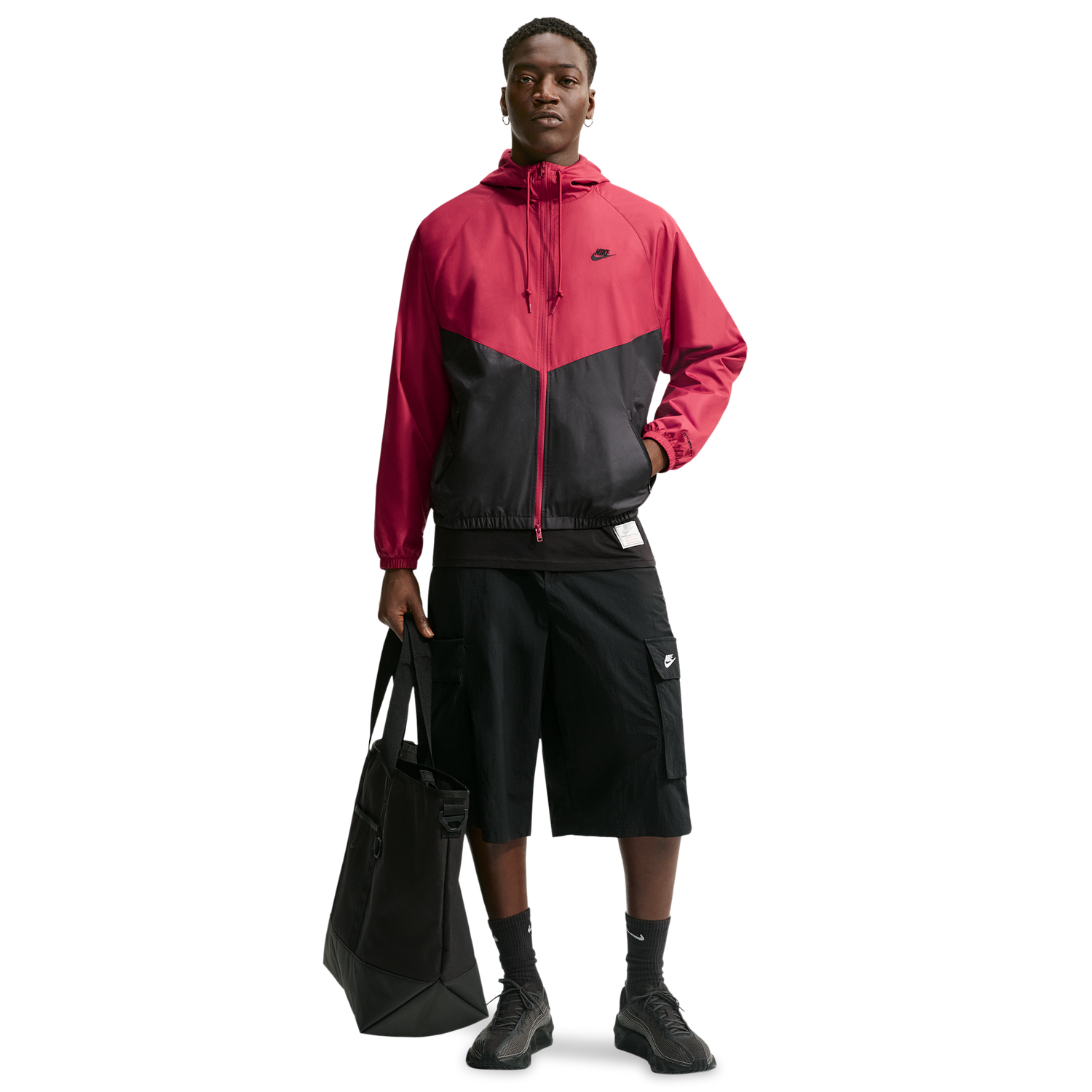 Nike NSW Windrunner Jacket - Men's - Tough Red/Black/Black