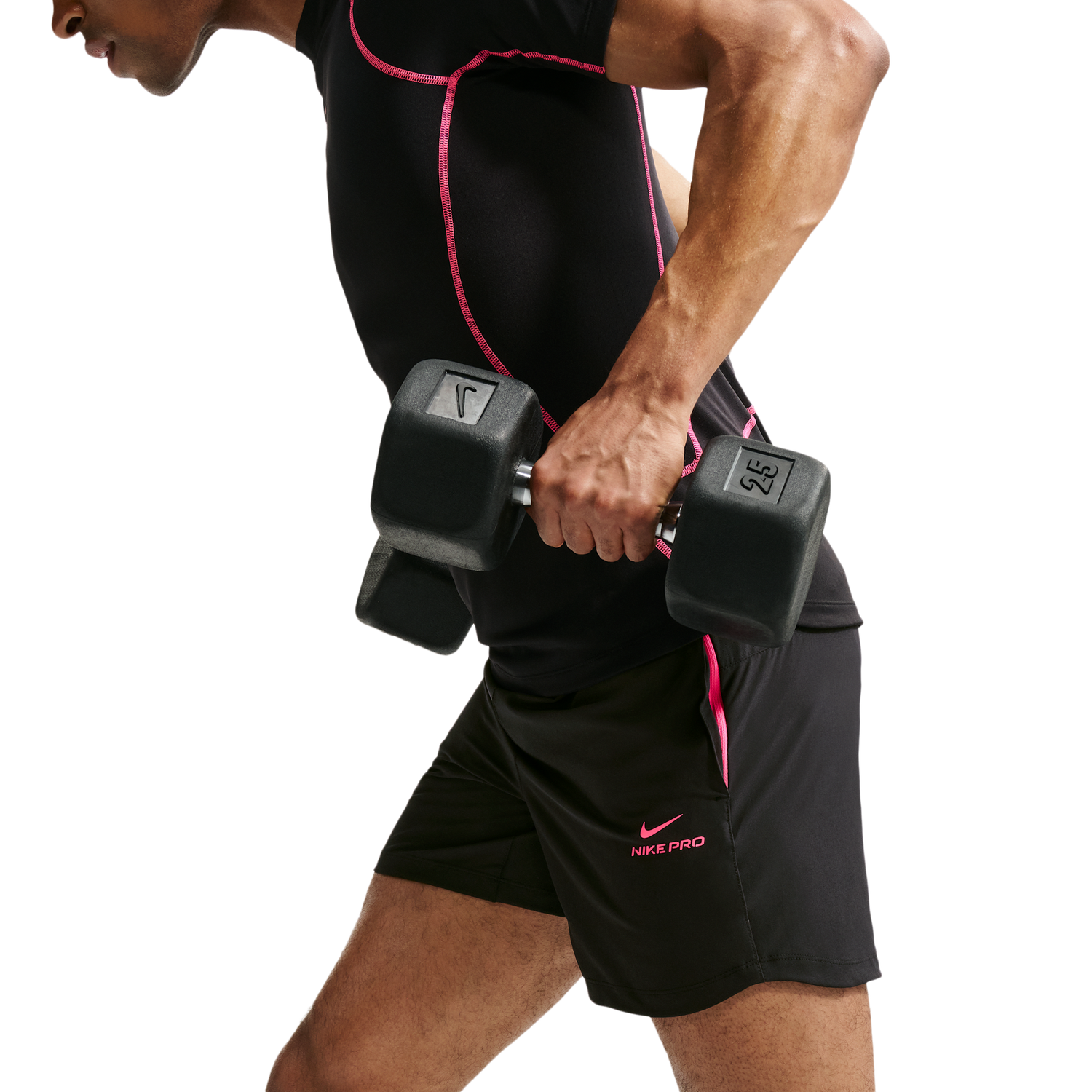 Nike Pro Training Dri-FIT 6In Short - Men's - Black/Hyper Pink