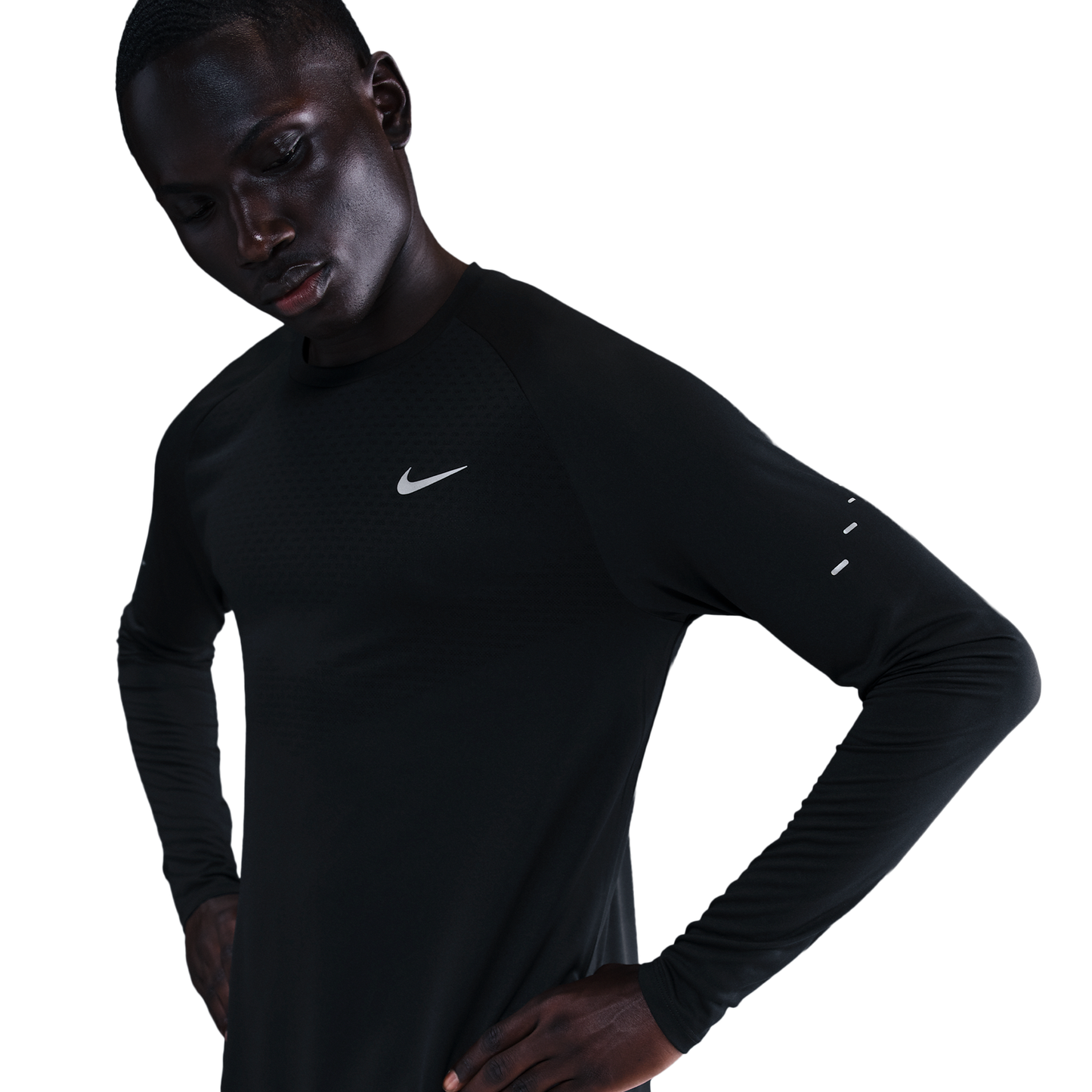 Nike Dri-FIT Adv Stride LS Top - Men's - Black/Reflective Silver