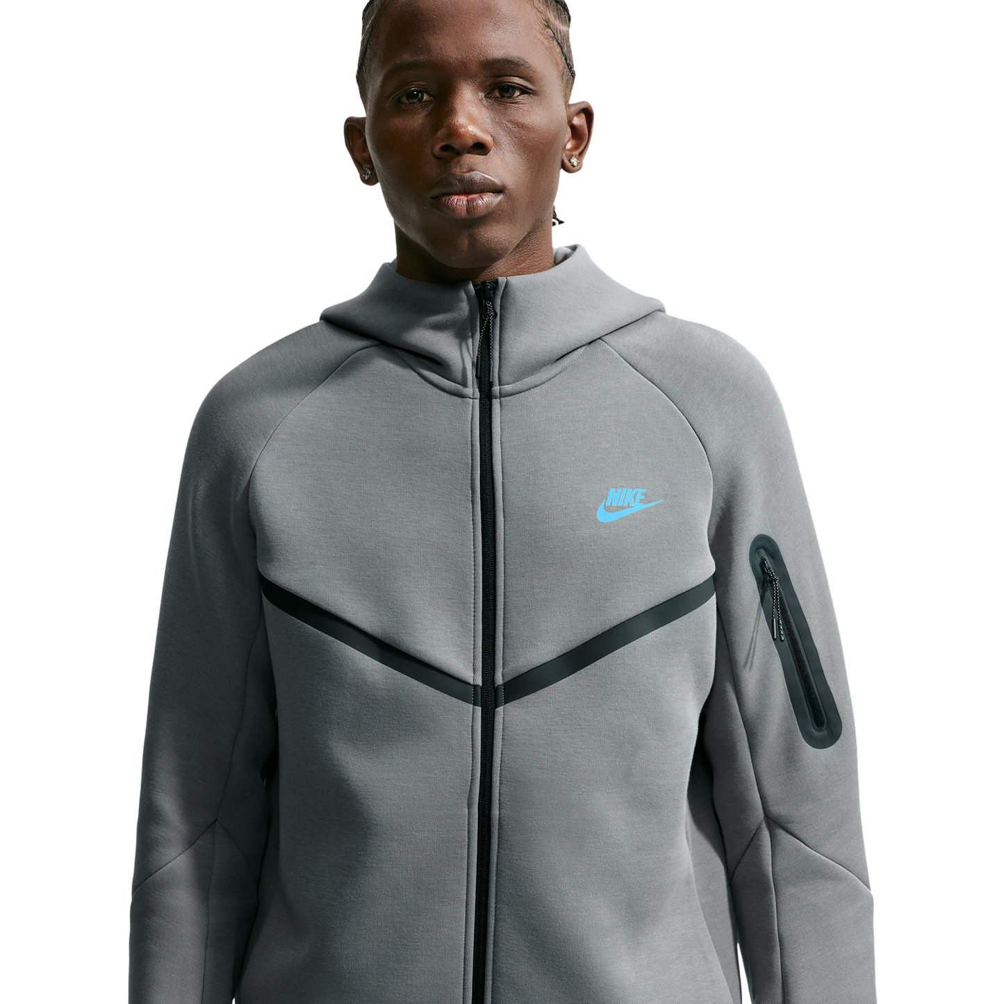 Nike Tech Fleece Full-Zip Windrunner Hoodie - Men's - Smoke Grey/Football Blue