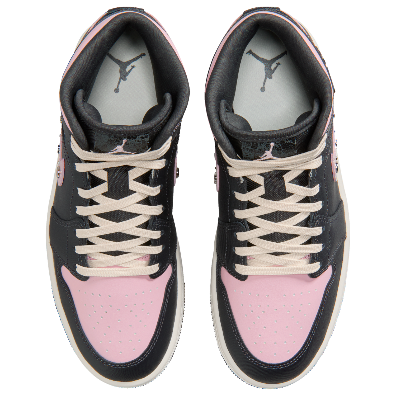 Jordan AJ 1 Mid SE - Women's - Mtlc Silver/Anthracite/Iced Carmine