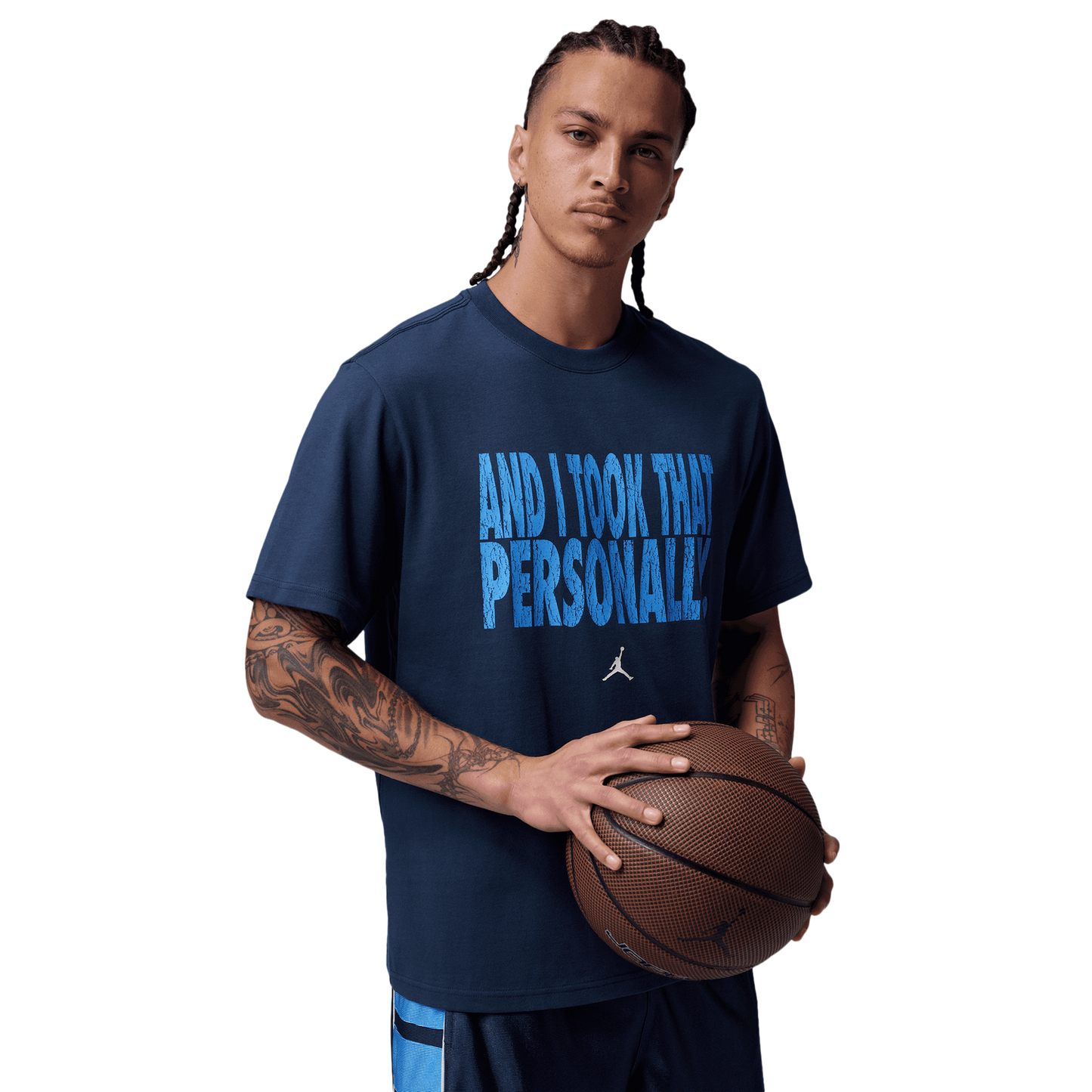 Jordan Dri-FIT Sport Graphic Short Sleeve Crew - Men's - University Blue/White/Midnight Navy
