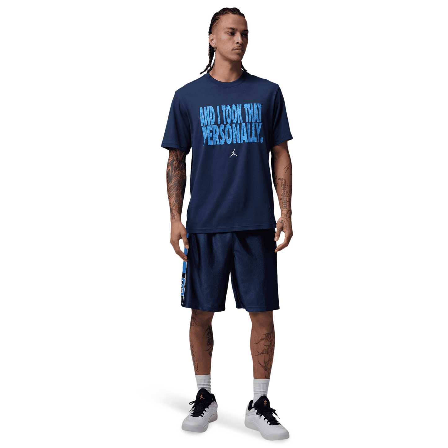 Jordan Dri-FIT Sport Graphic Short Sleeve Crew - Men's - University Blue/White/Midnight Navy