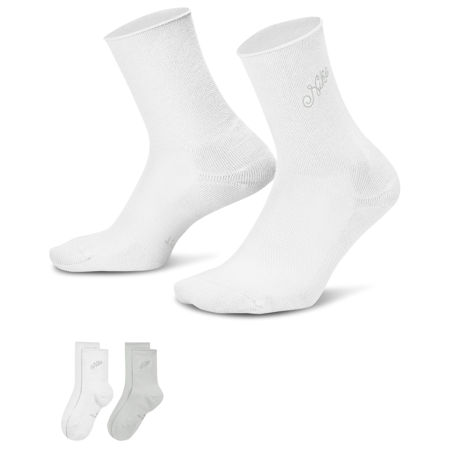 Nike Roll Down Socks 2 Pack - Women's - White/Gray