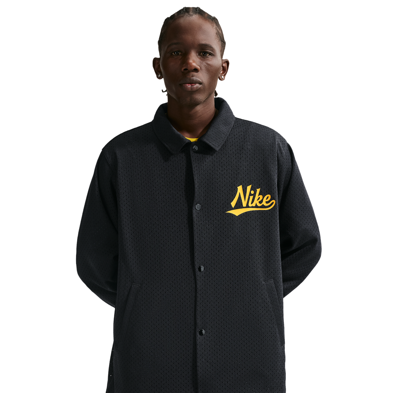 Nike Club Coaches AMSPT Jacket - Men's - Black/Saffron Quartz