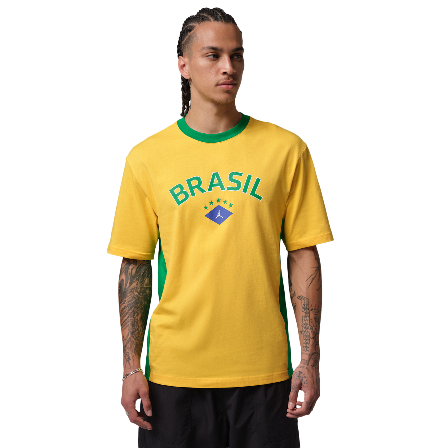 Jordan Brasil Short Sleeve T-Shirt - Men's - Varsity Maize/Varsity Maize/Lucky Green