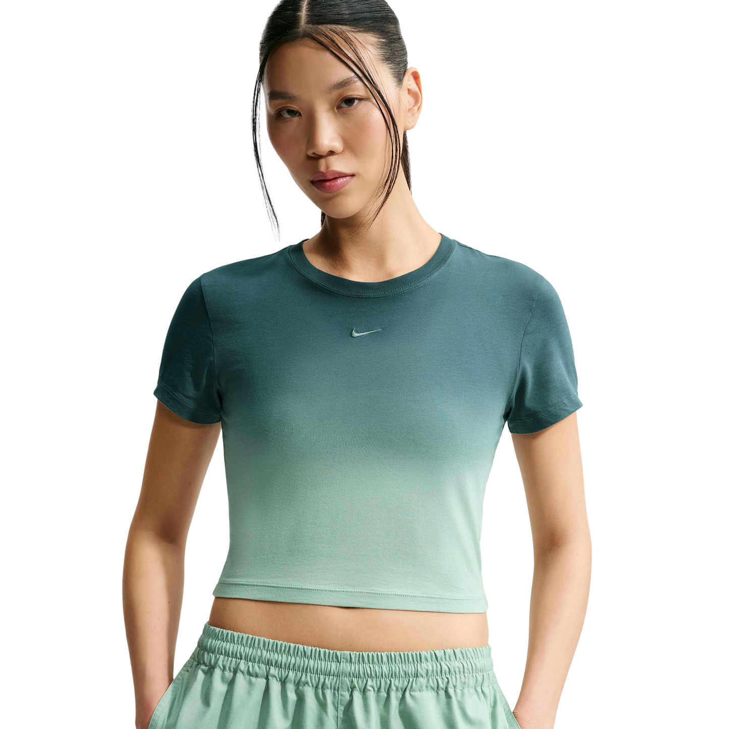 Nike NSW Chill Crop PNX Dip Dye T-Shirt - Women's - Steam/Mineral Slate