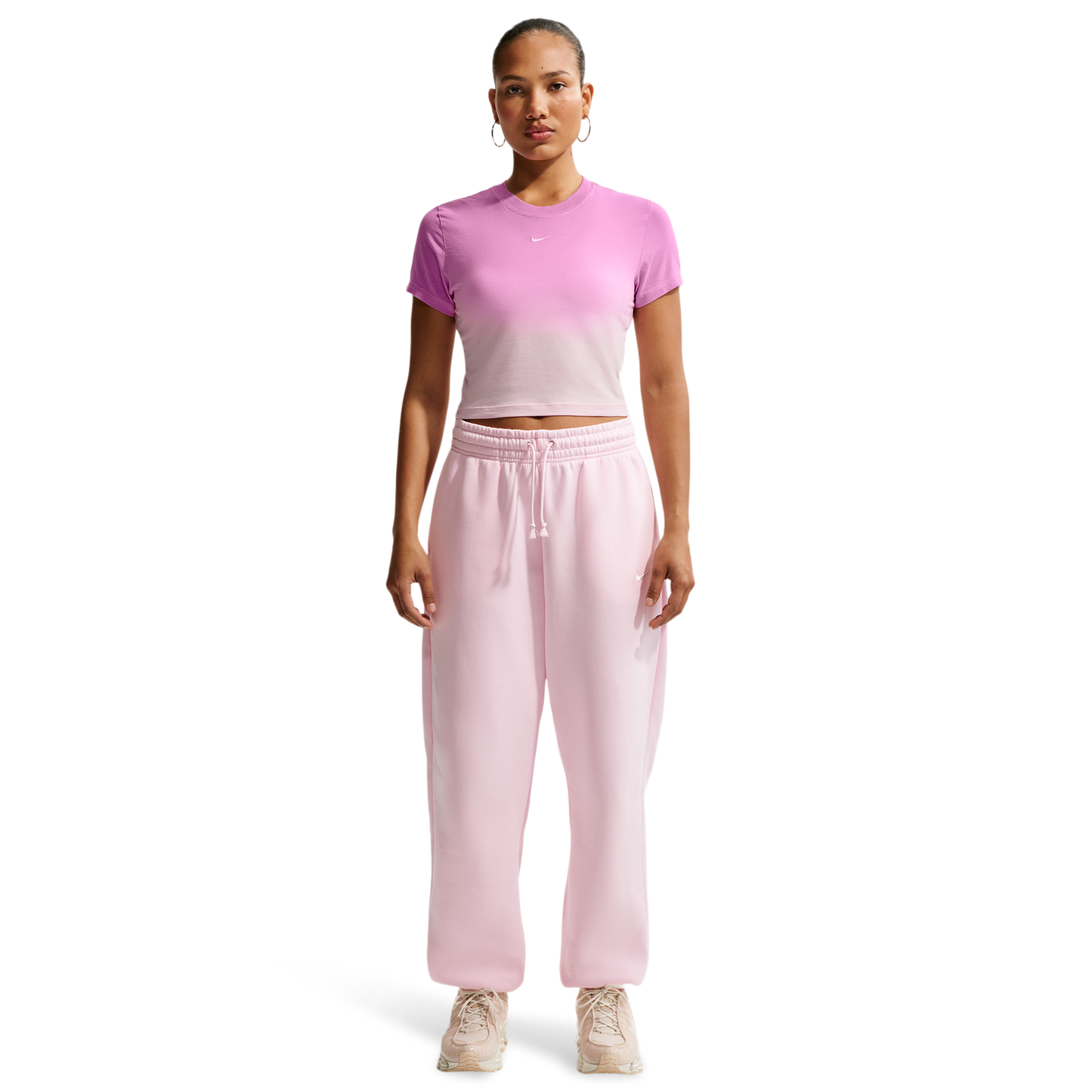 Nike NSW Chill Crop PNX Dip Dye T-Shirt - Women's - Pink Foam/Light Magenta