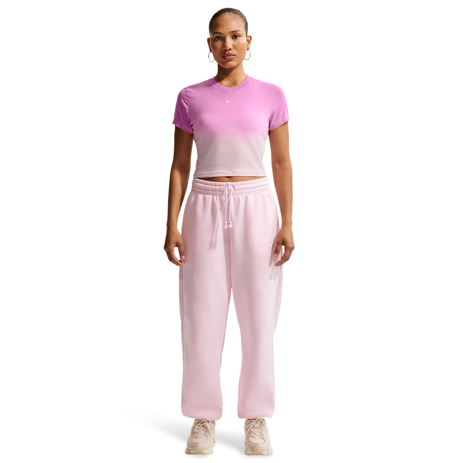 Nike NSW Chill Crop PNX Dip Dye T-Shirt - Women's - Pink Foam/Light Magenta