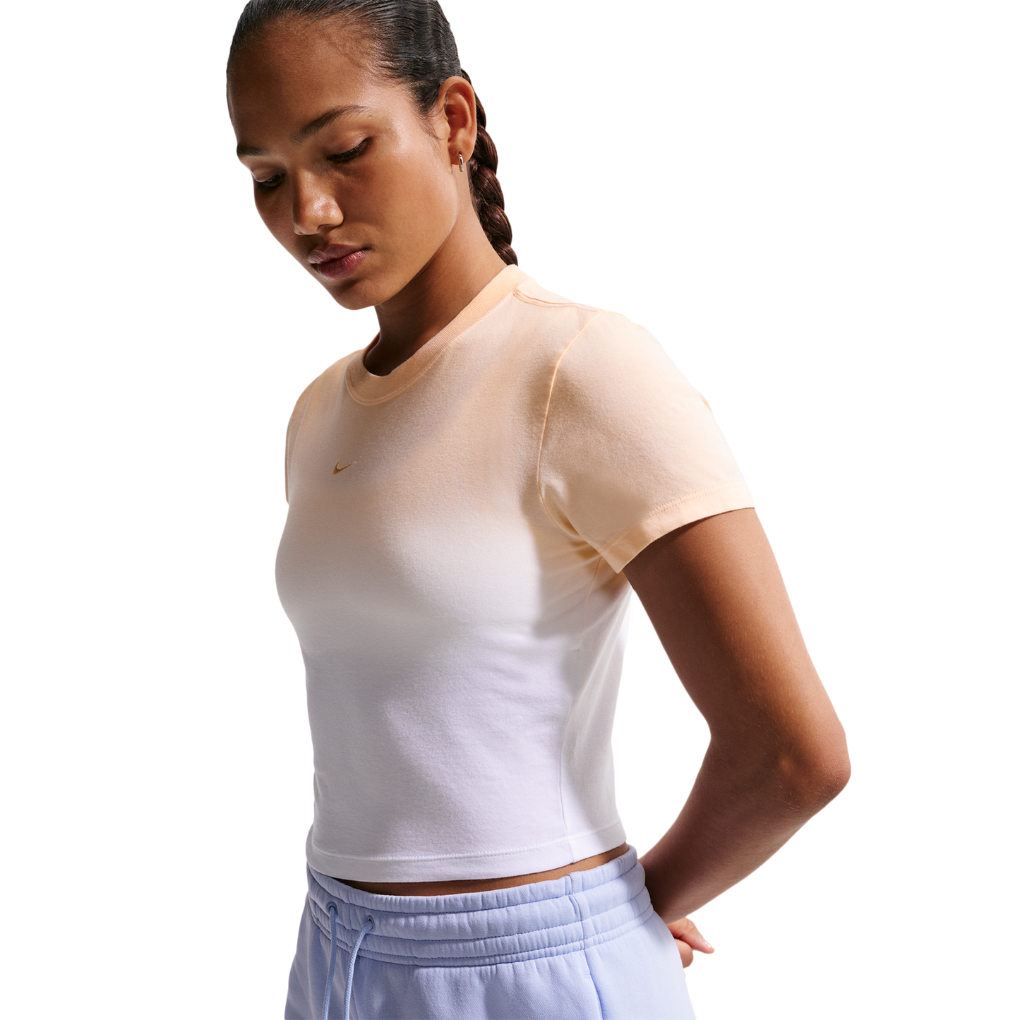 Nike NSW Chill Crop PNX Dip Dye T-Shirt - Women's - Ice Peach/White