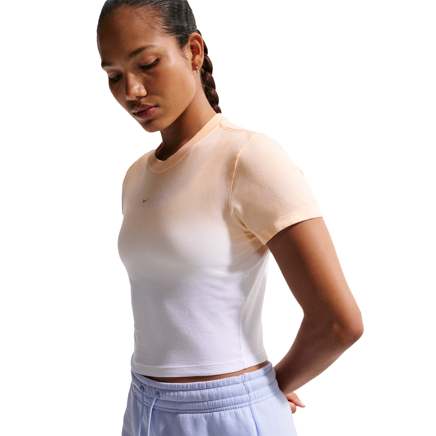 Nike NSW Chill Crop PNX Dip Dye T-Shirt - Women's - Ice Peach/White