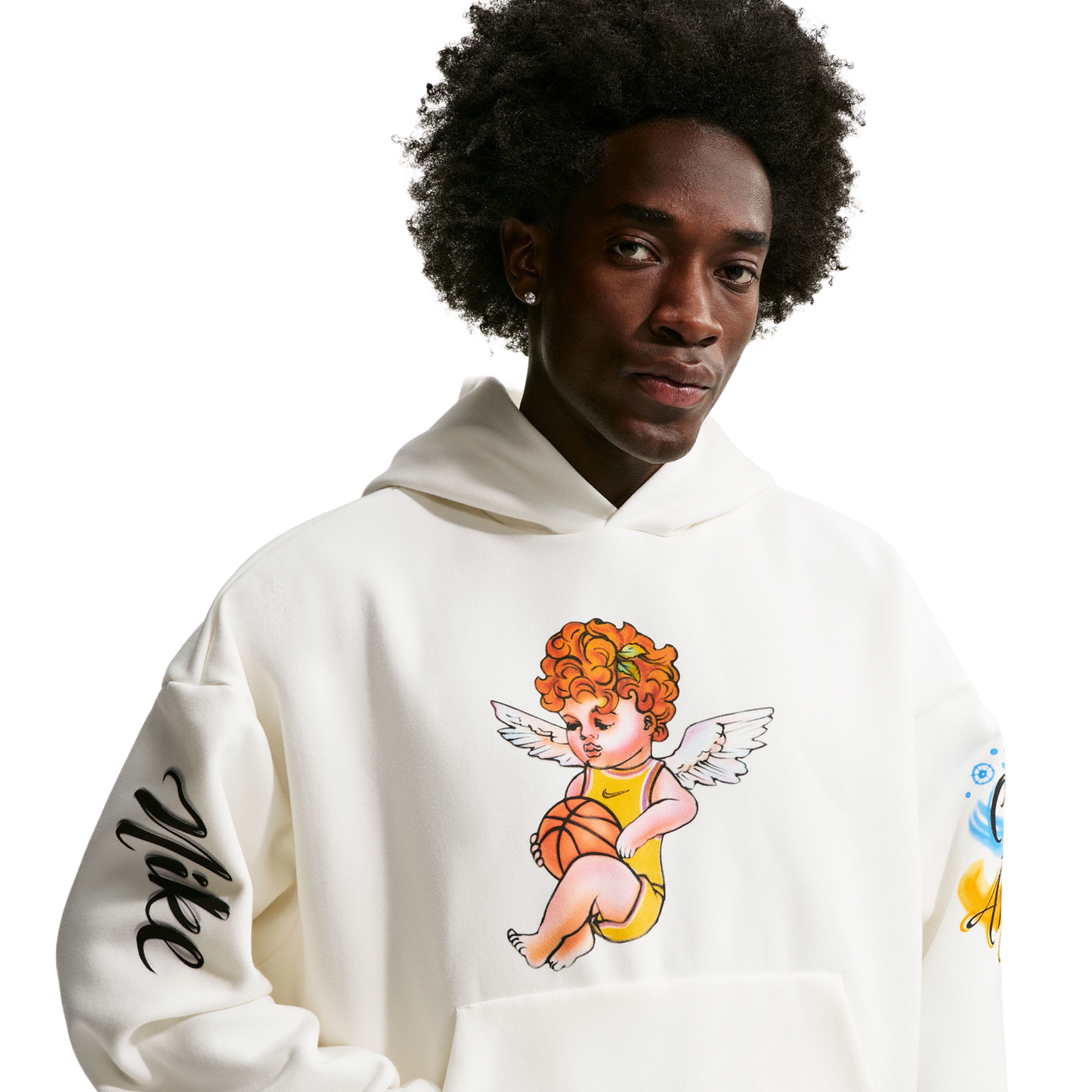 Nike Standard Issue Brush Pullover Hoodie - Men's - Sail/Orange