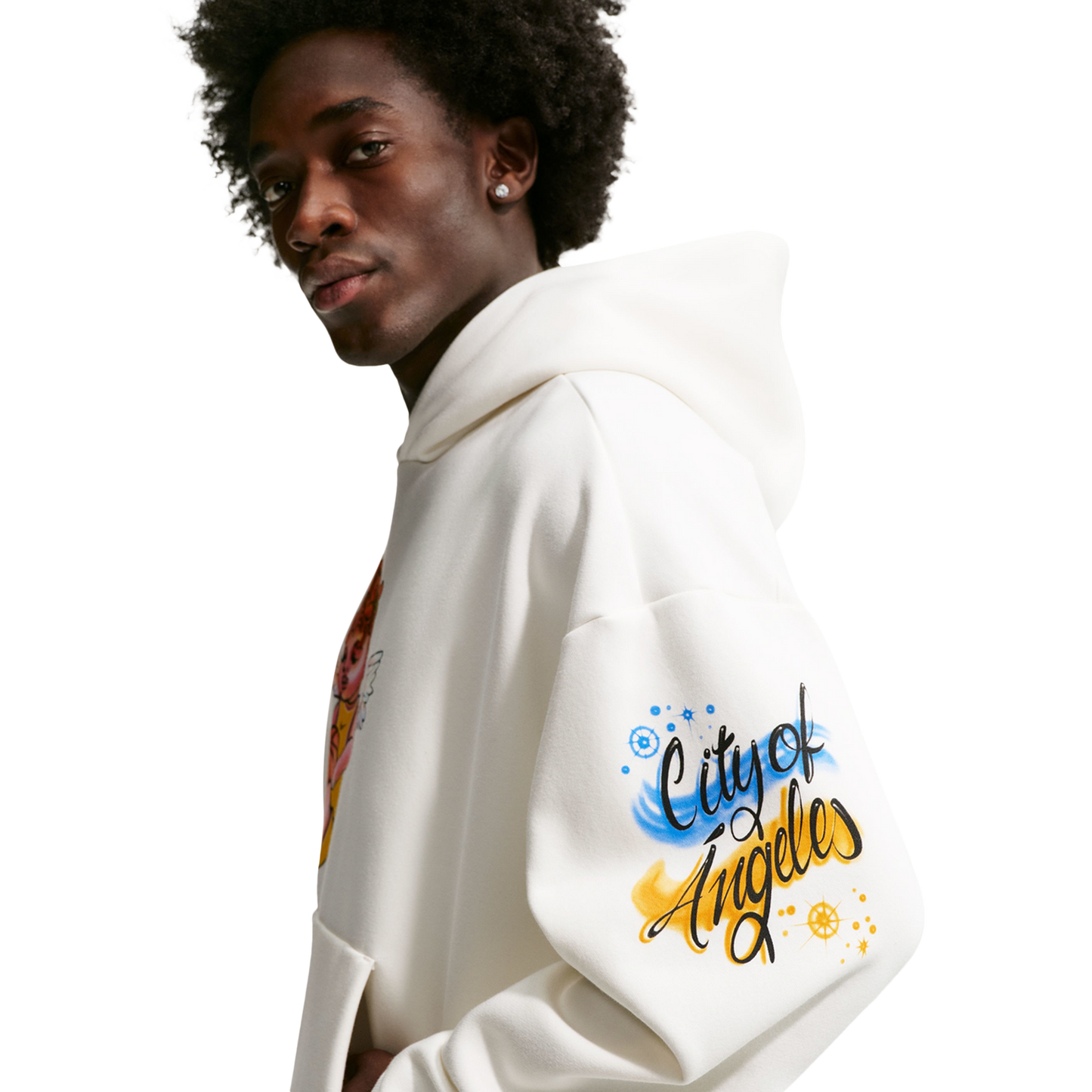 Nike Standard Issue Brush Pullover Hoodie - Men's - Sail/Orange