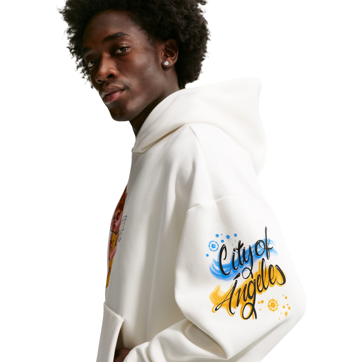 Nike Standard Issue Brush Pullover Hoodie - Men's - Sail/Orange