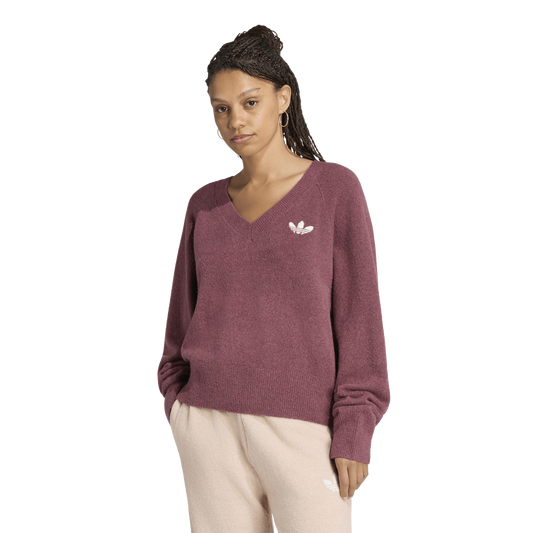 adidas Originals Essentials Knit V-Neck Sweatshirt - Women's - Aurora Coffee
