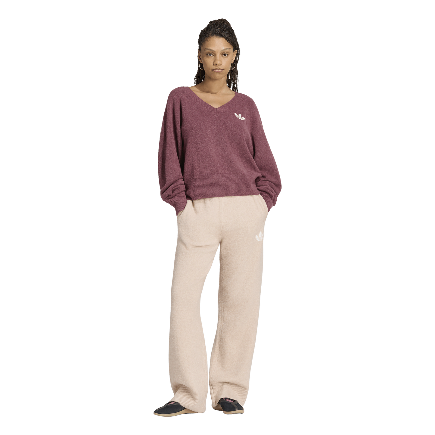 adidas Originals Essentials Knit V-Neck Sweatshirt - Women's - Aurora Coffee