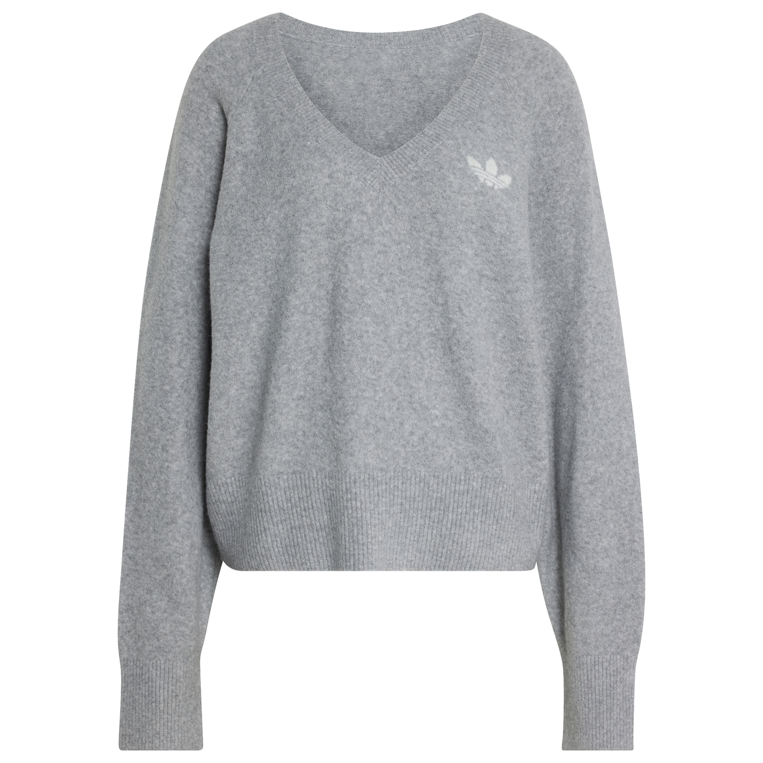 adidas Originals Essentials Knit V-Neck Sweatshirt - Women's - Medium Grey Heather