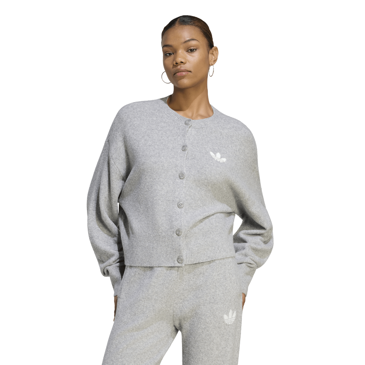 adidas Originals Essentials Knit Cardigan - Women's - Medium Grey Heather