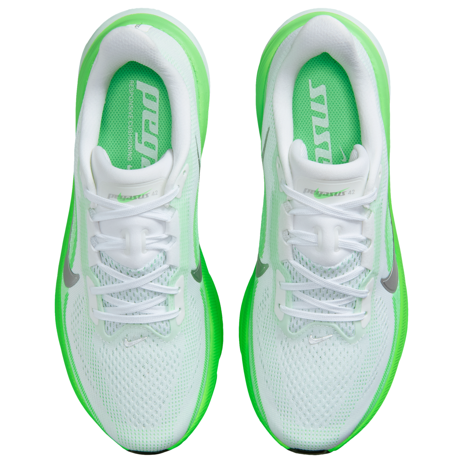 Nike Air Zoom Pegasus 42 - Women's - White/Mtlc Silver/Green Strike